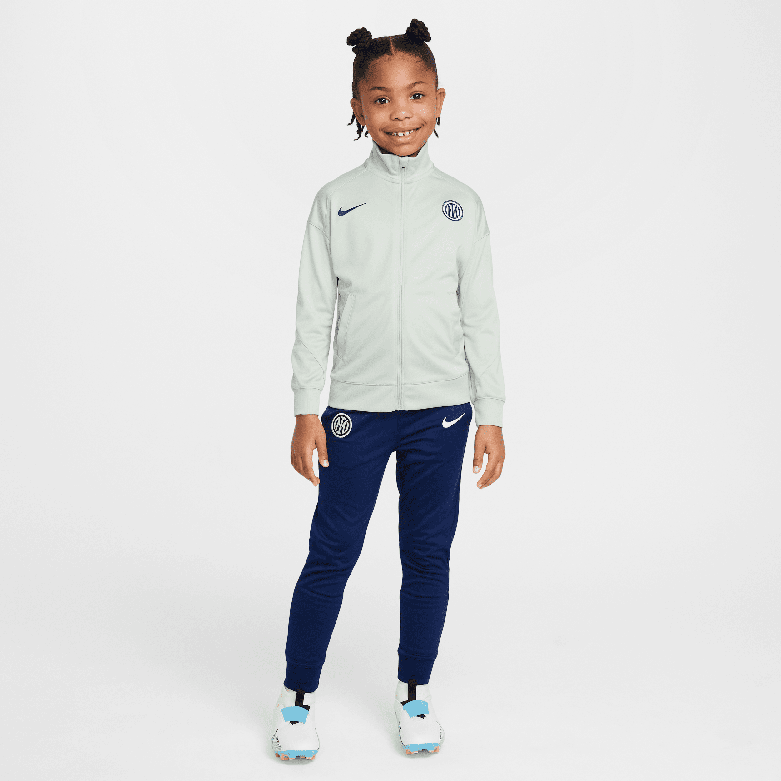 Inter Milan Strike Younger Kids Nike Dri-FIT Football Knit Tracksuit - Grey - Polyester