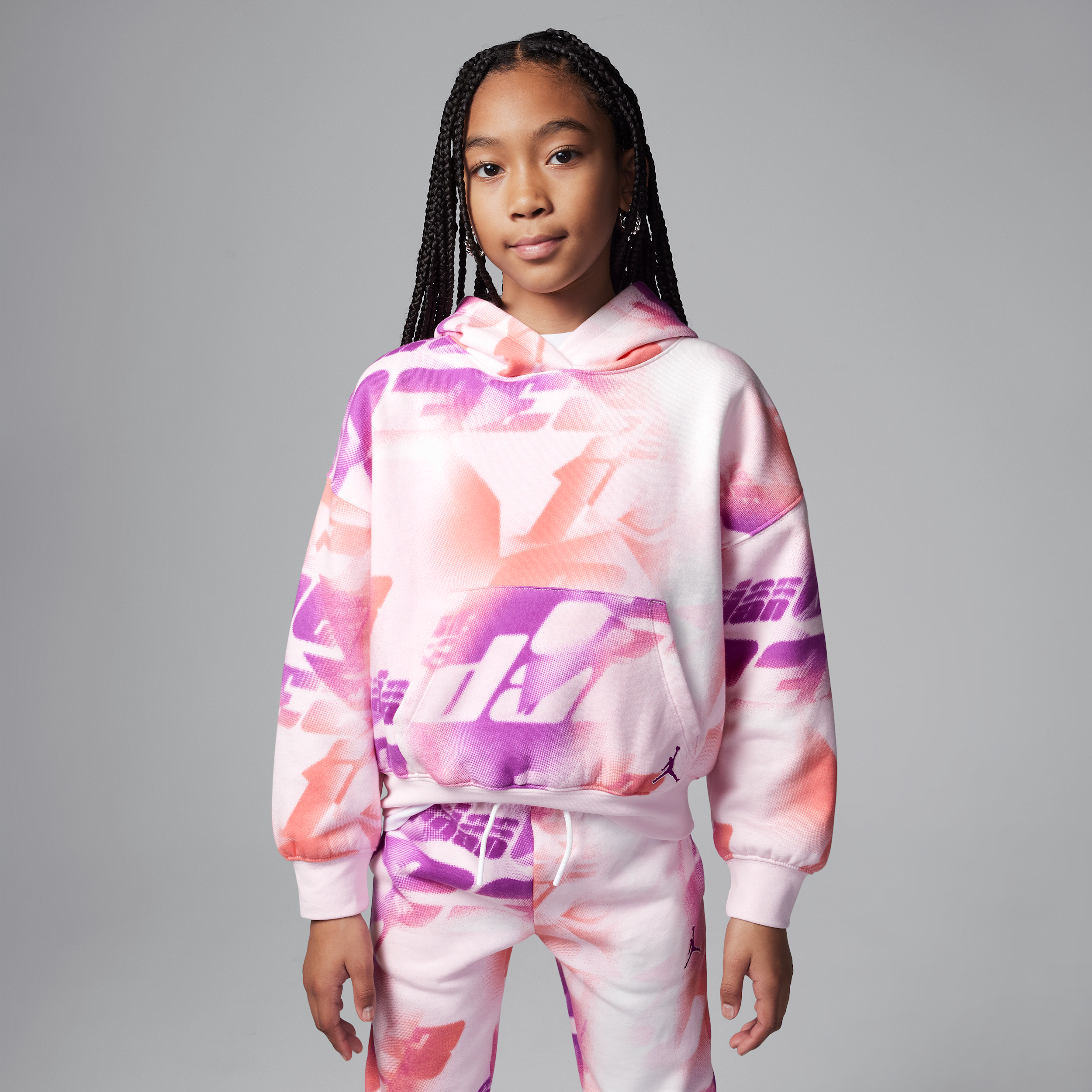 Jordan Triple Team fleecehoodie met print voor kids - Roze