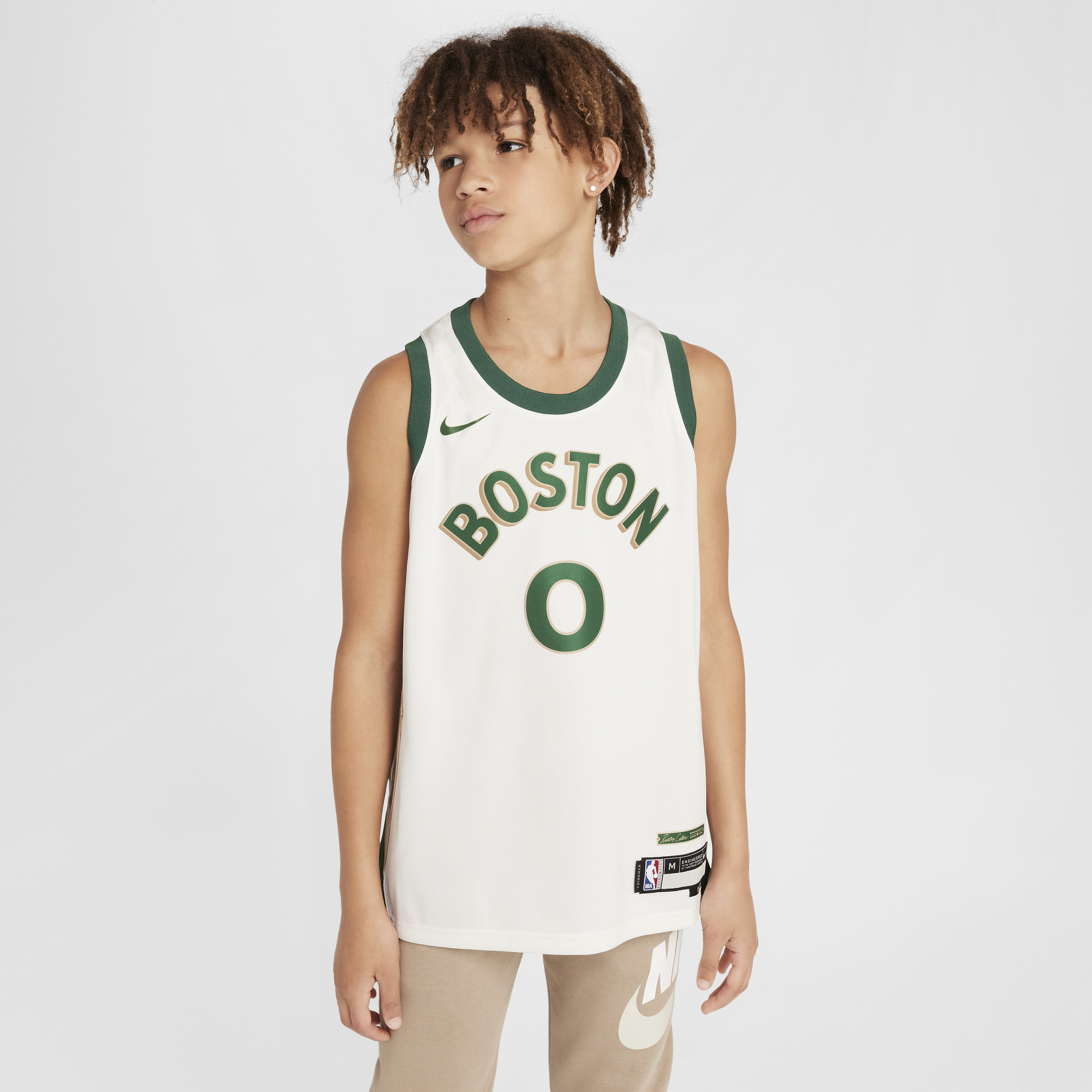Nike Jayson Tatum Boston Celtics 2023 24 City Edition Swingman NBA-jersey met Dri-FIT voor kids Wit