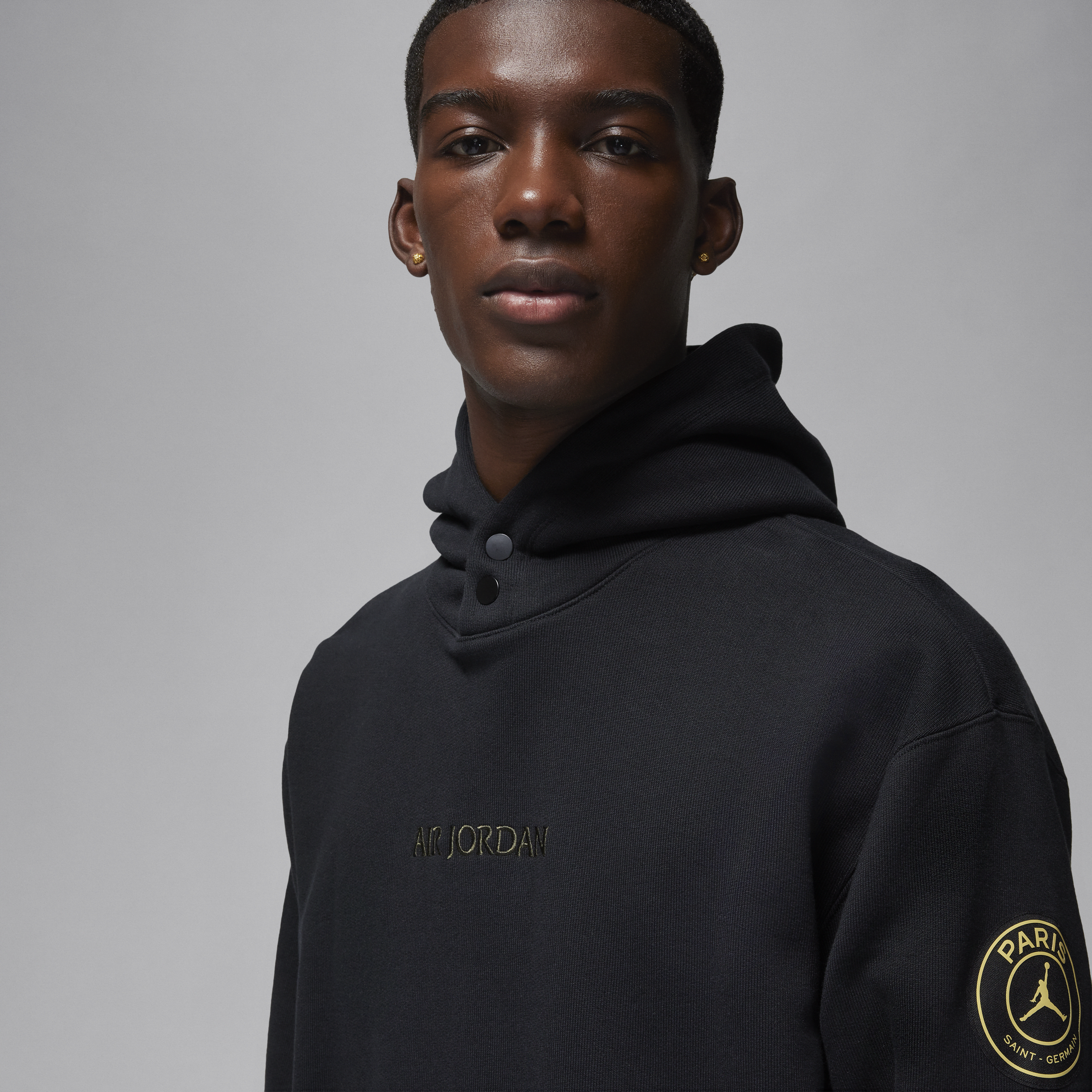 Nike Paris Saint-Germain fleecehoodie met woordmerk voor heren Zwart