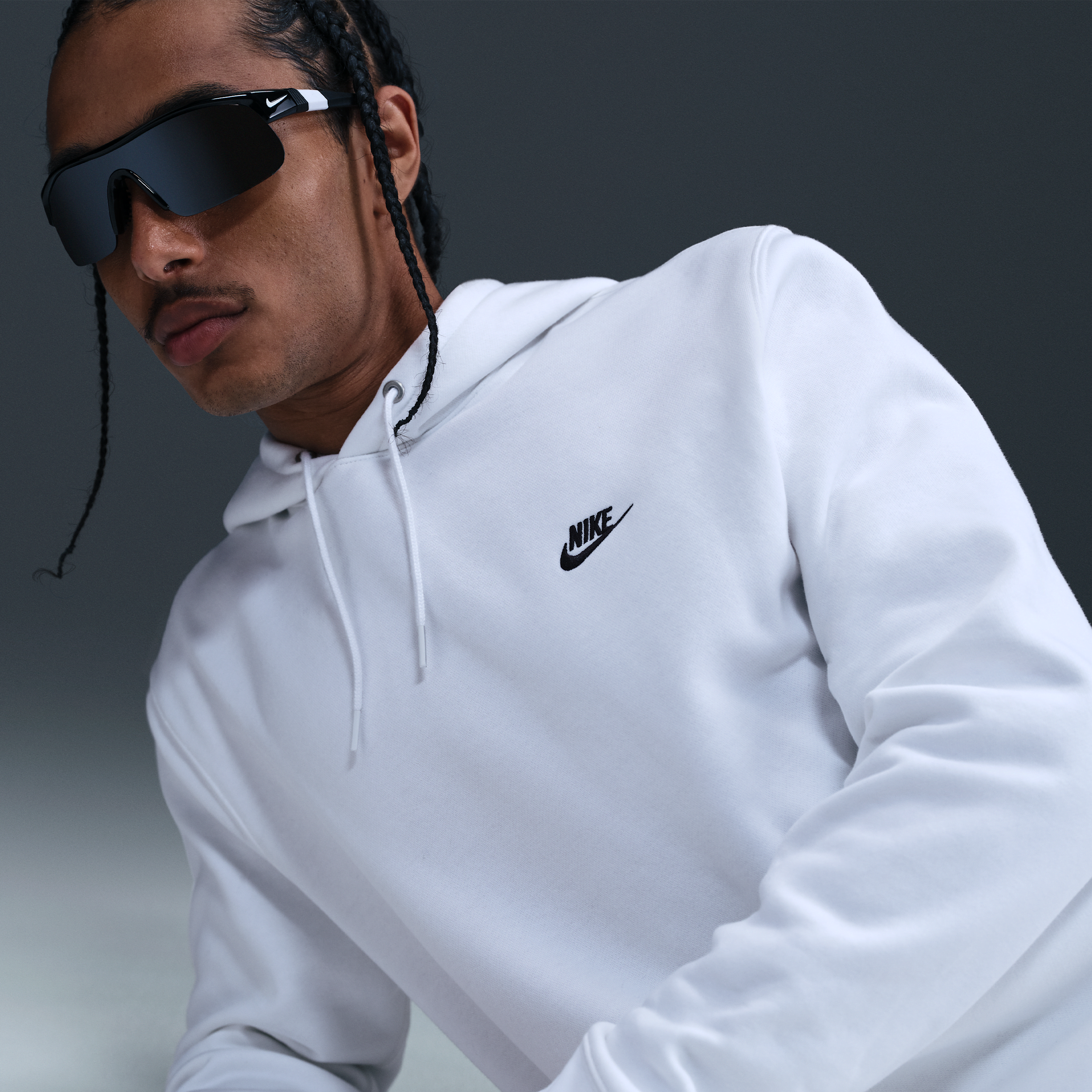 Sweat à capuche en Fleece Nike Club pour homme - Blanc
