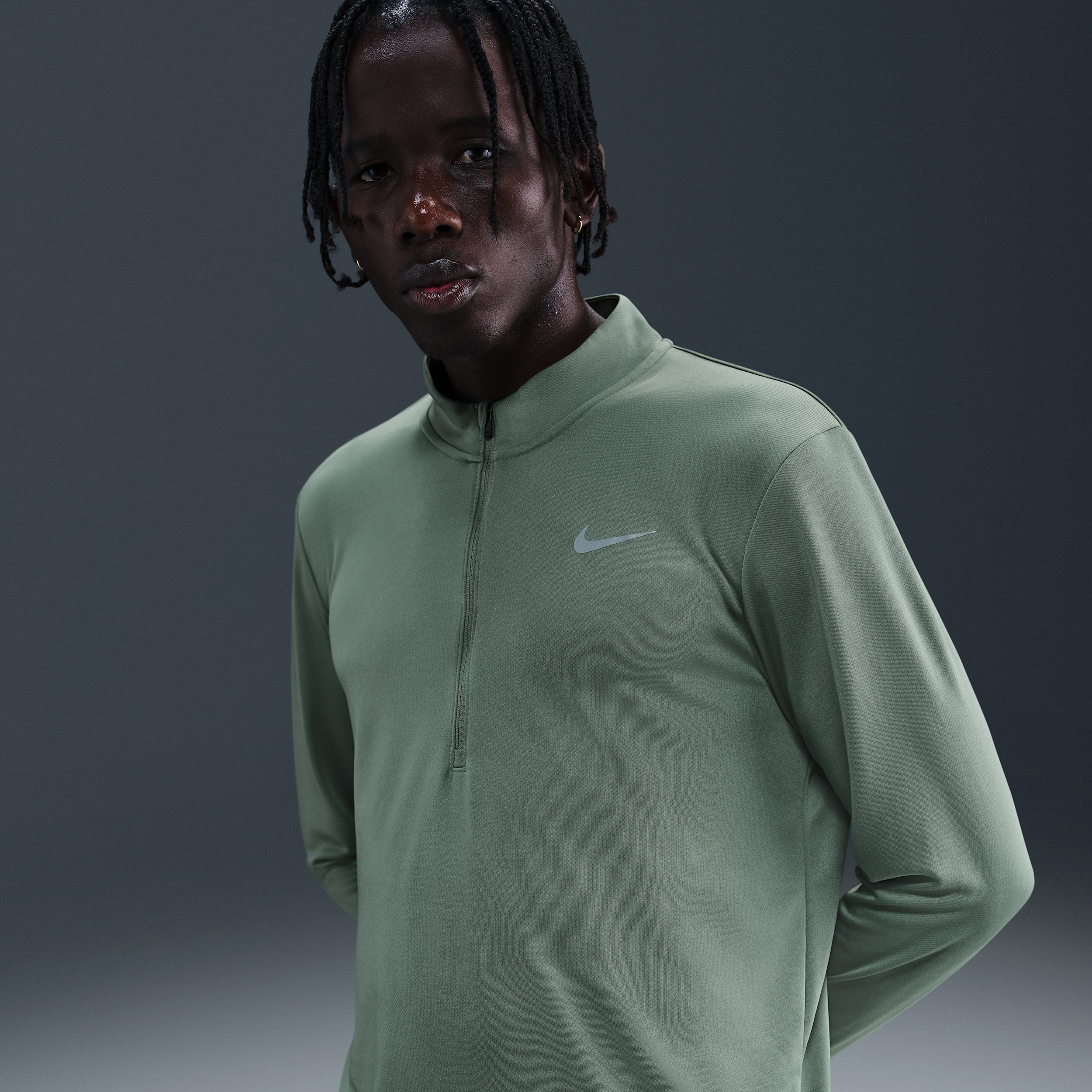 Nike Pacer Dri-FIT hardlooptop met halflange rits voor heren - Grijs
