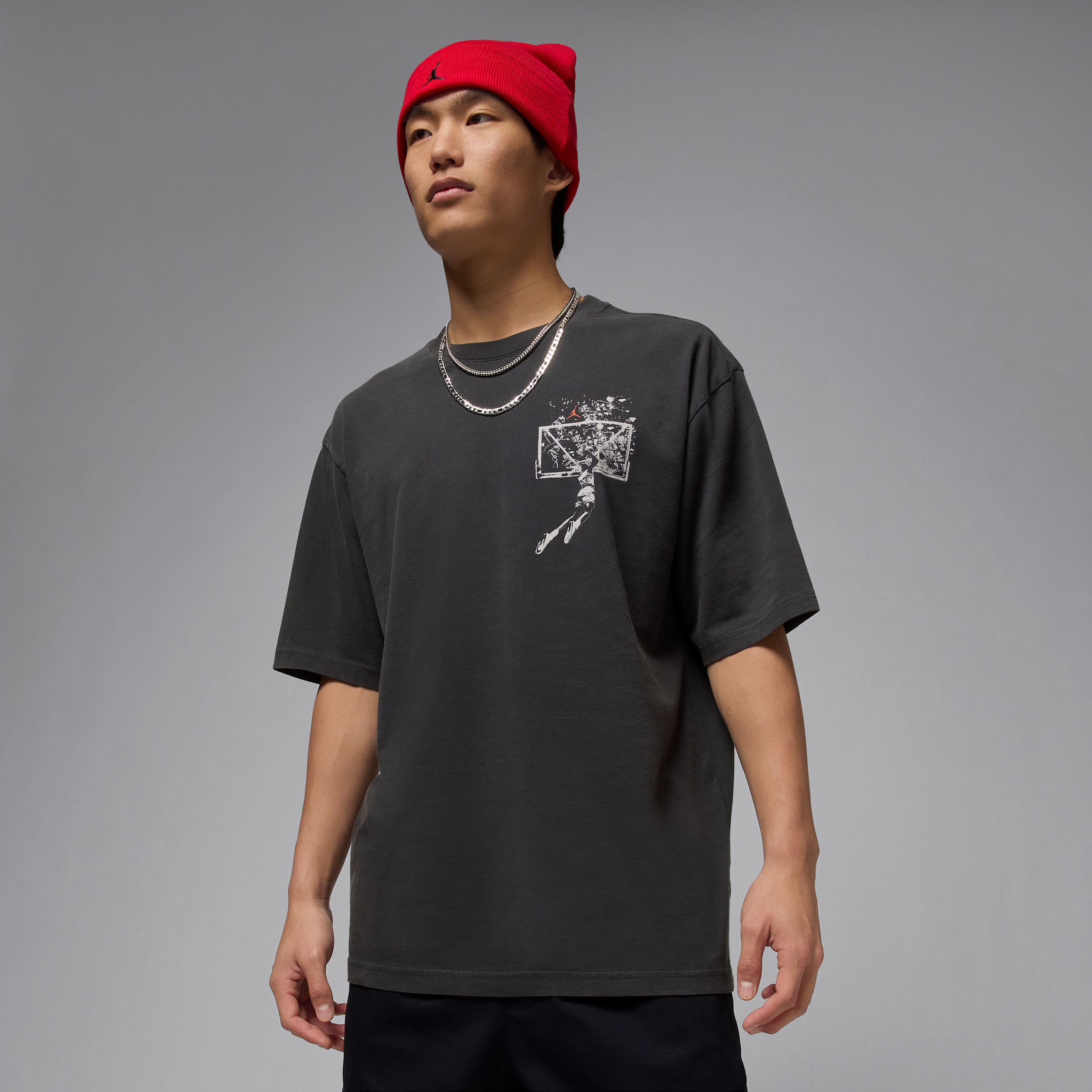 Jordan Brooklyn oversized T-shirt met graphic voor heren Zwart