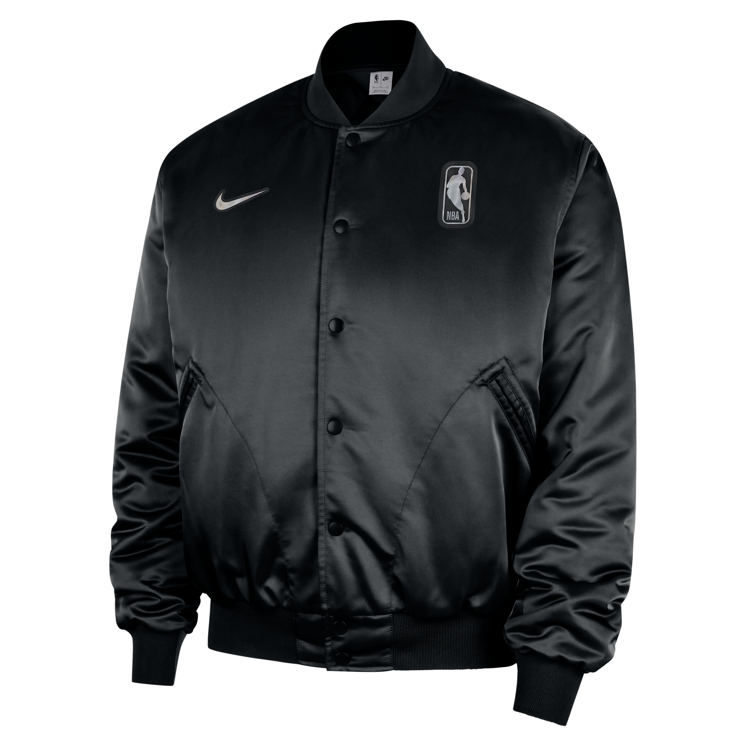 Team 31 Mens Nike NBA Full Press-Stud Bomber Jacket - Black - Polyester
