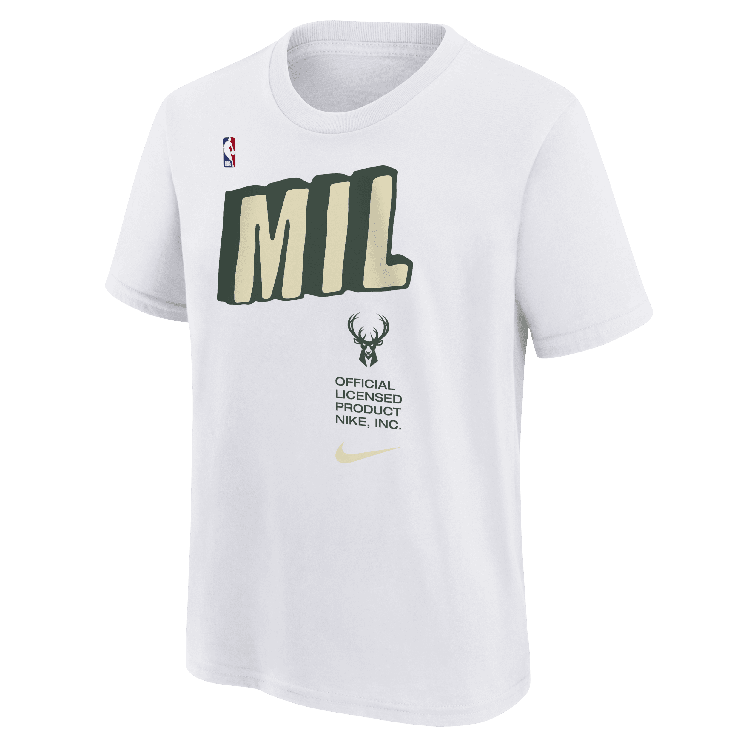 Nike Milwaukee Bucks NBA-shirt voor jongens Wit