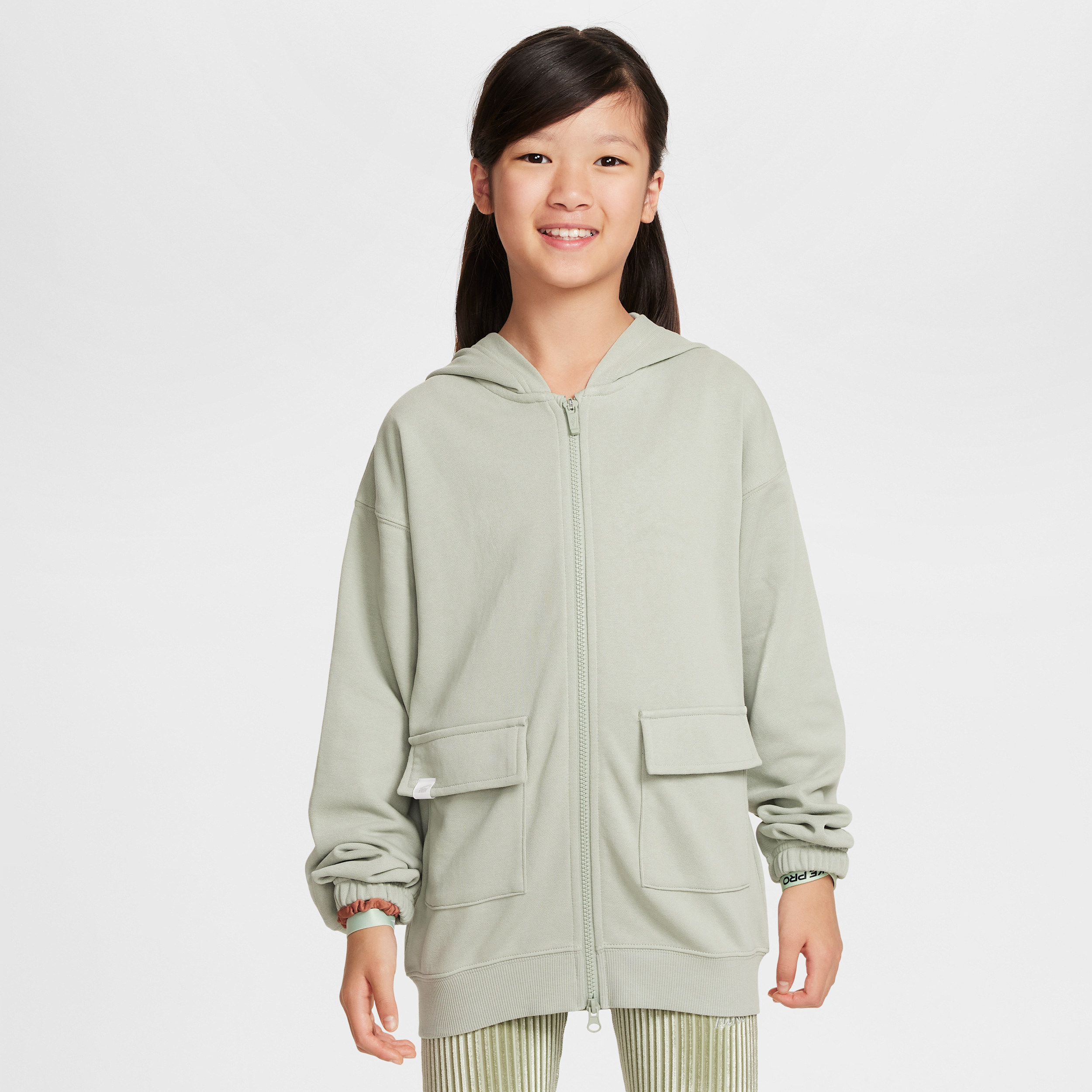 Nike Sportswear Dri-FIT oversized fleecehoodie voor meisjes - Groen