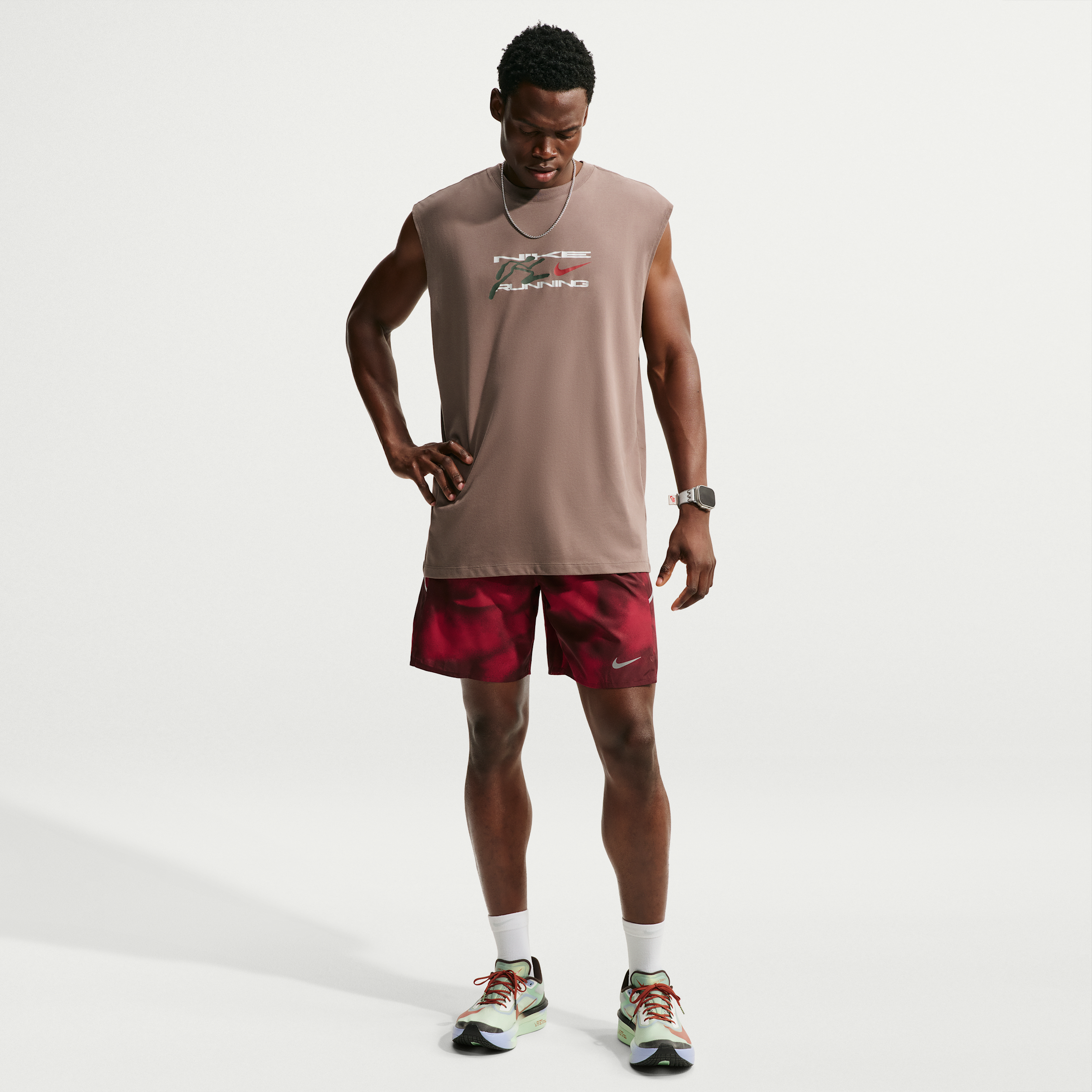 Nike Short De Running Imprime Avec Sous Short Integre Dri Fit Nike Miler 18 Cm Pour