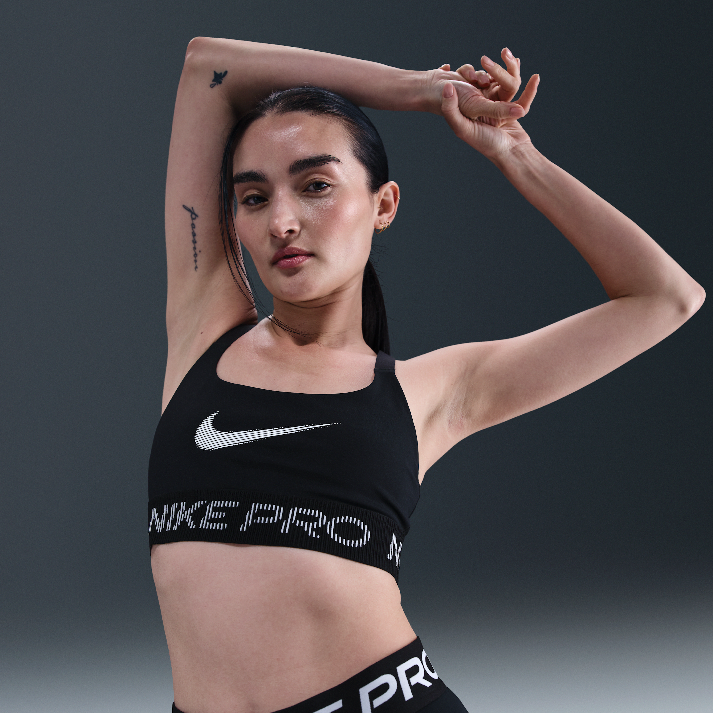 Nike Pro Women's Light-Support Non-Padded Sports Bra - Black - Polyester/Elastane