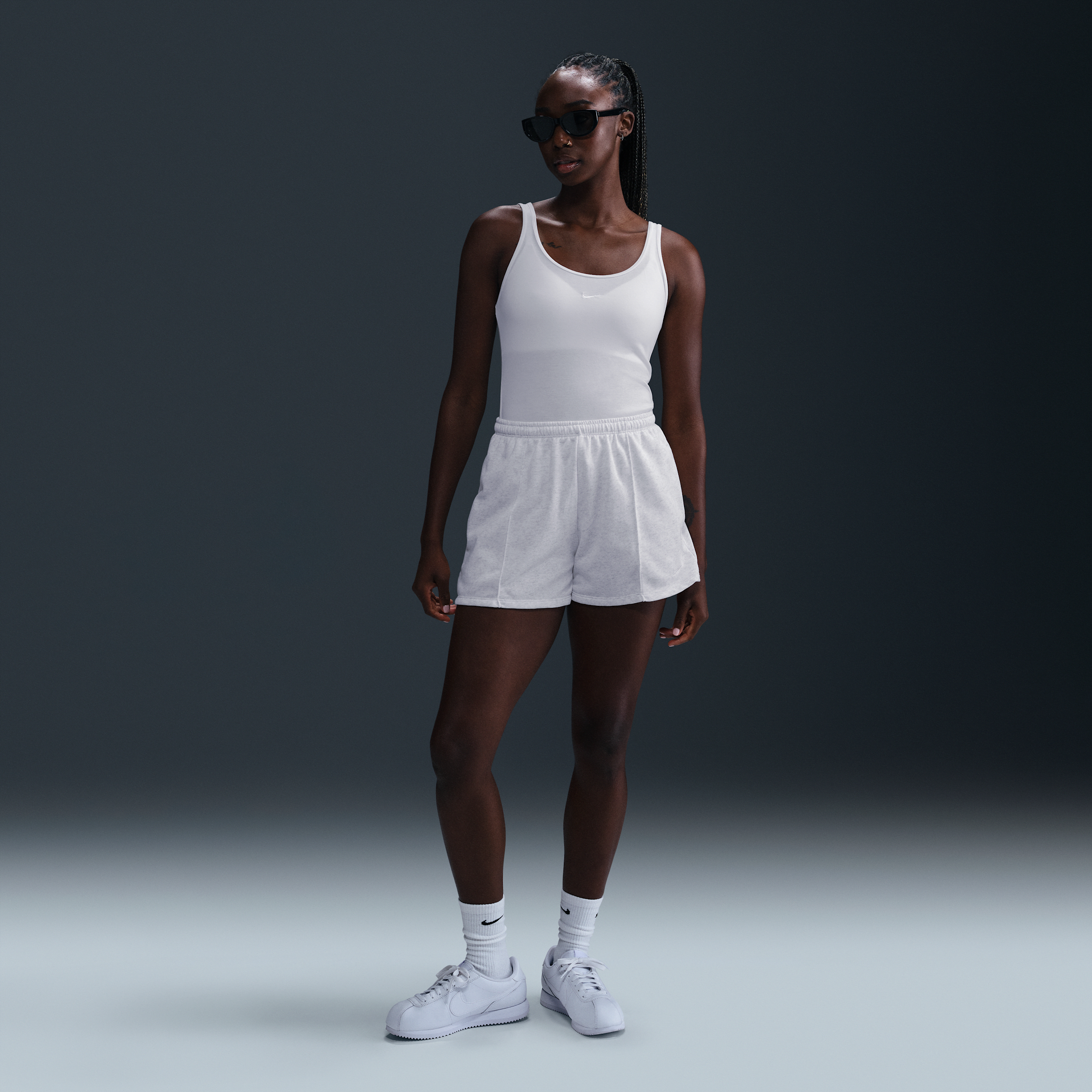 Nike Sportswear Chill Terry Women's Mid-Rise 10cm (approx.) French Terry Shorts - Brown - Sustainable Blends Minimum - 50% Sustainable Blends