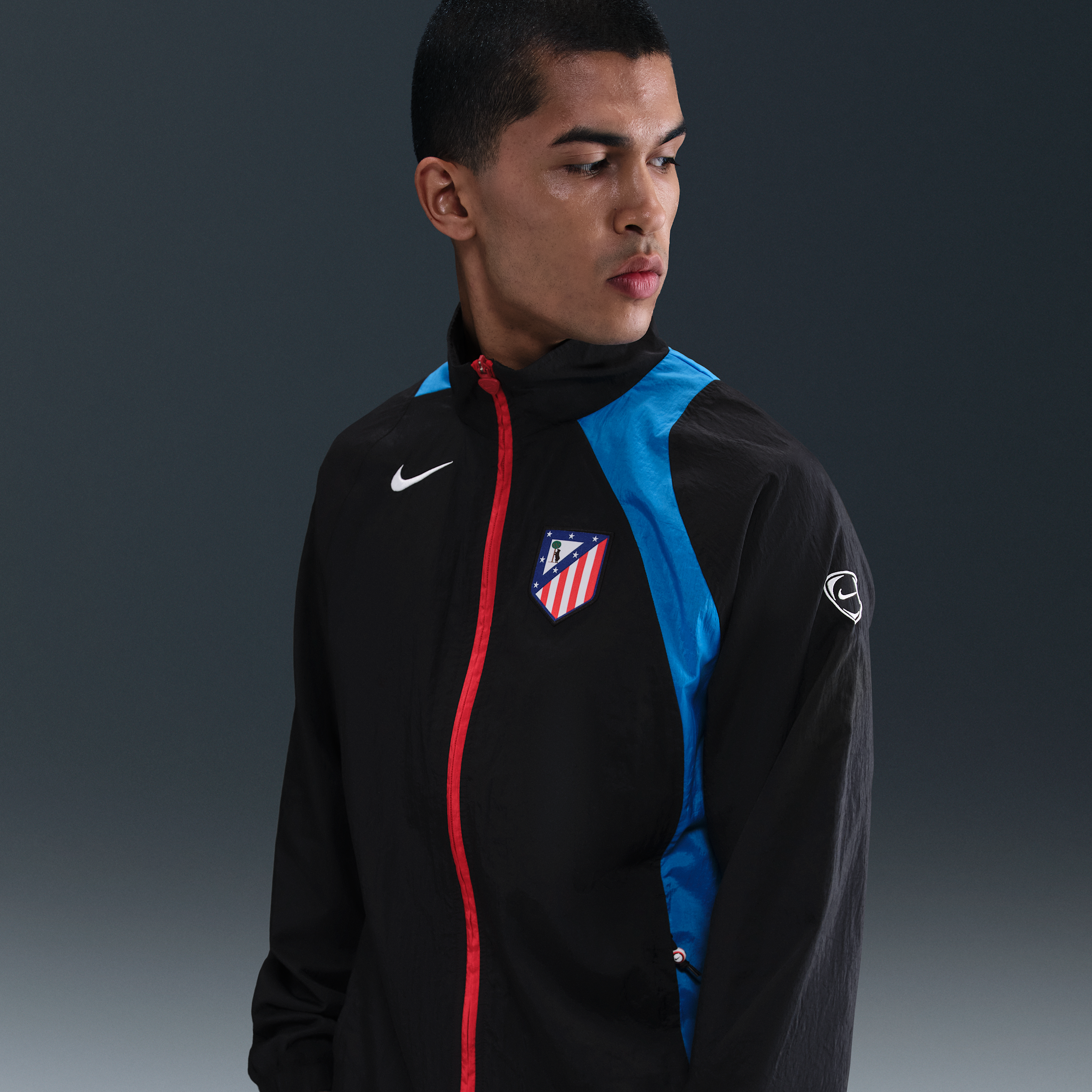 Atlético Madrid Mens Nike Football Total 90 Football Tracksuit Jacket - Black - Nylon