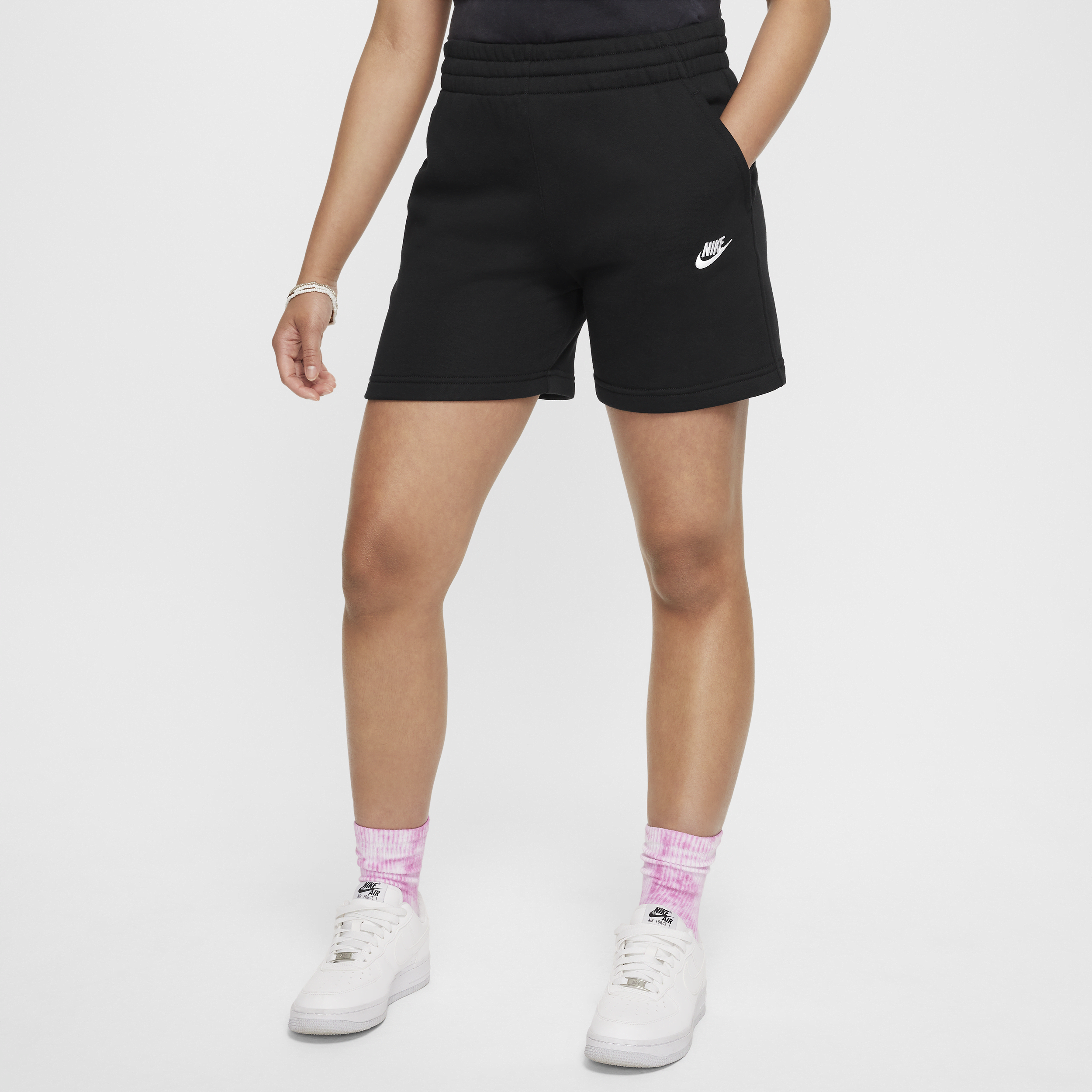 Nike Sportswear Club Fleece Older Kids (Girls) 13cm (approx.) French Terry Shorts - Black - Cotton/Polyester