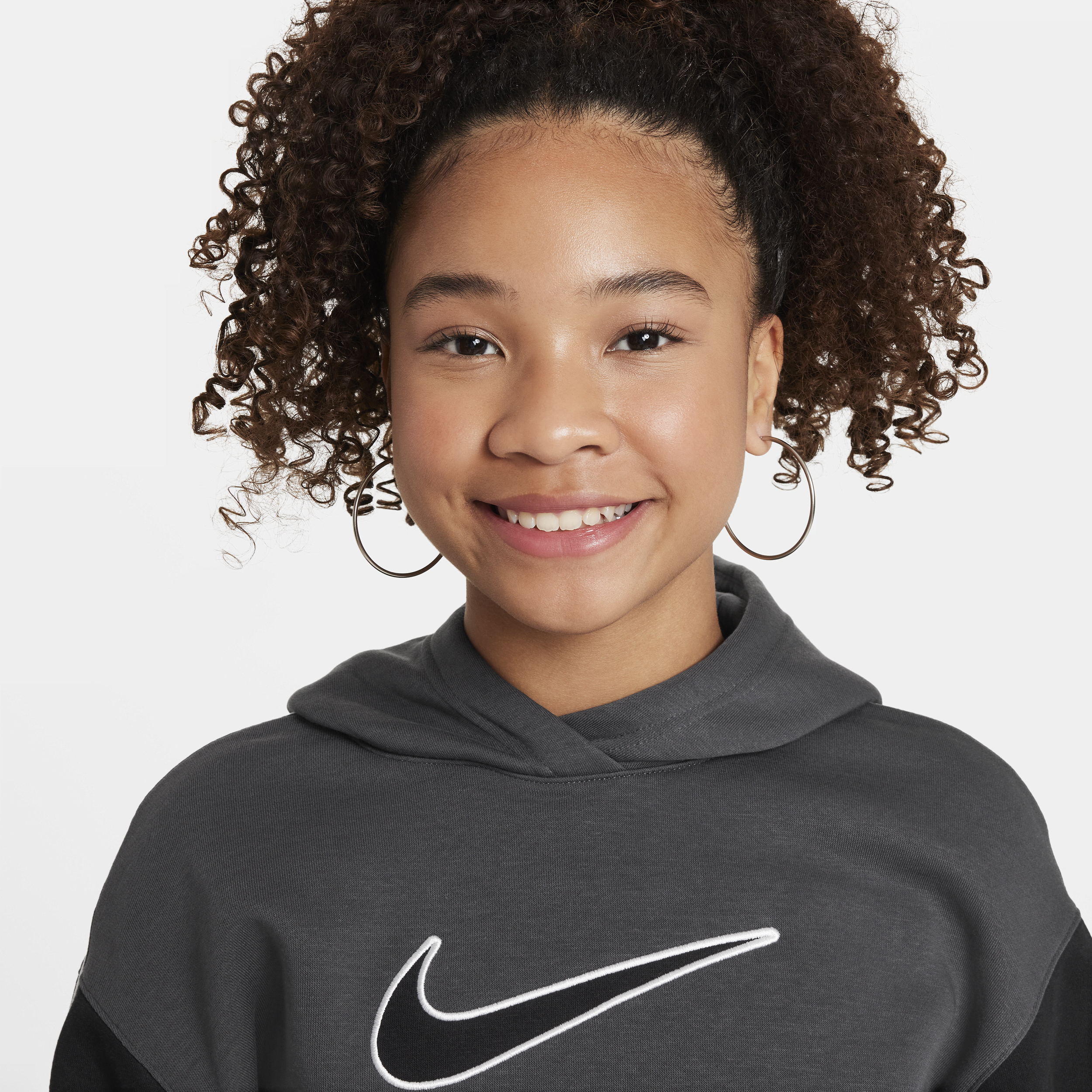 Nike Sportswear oversized fleecehoodie voor meisjes Grijs