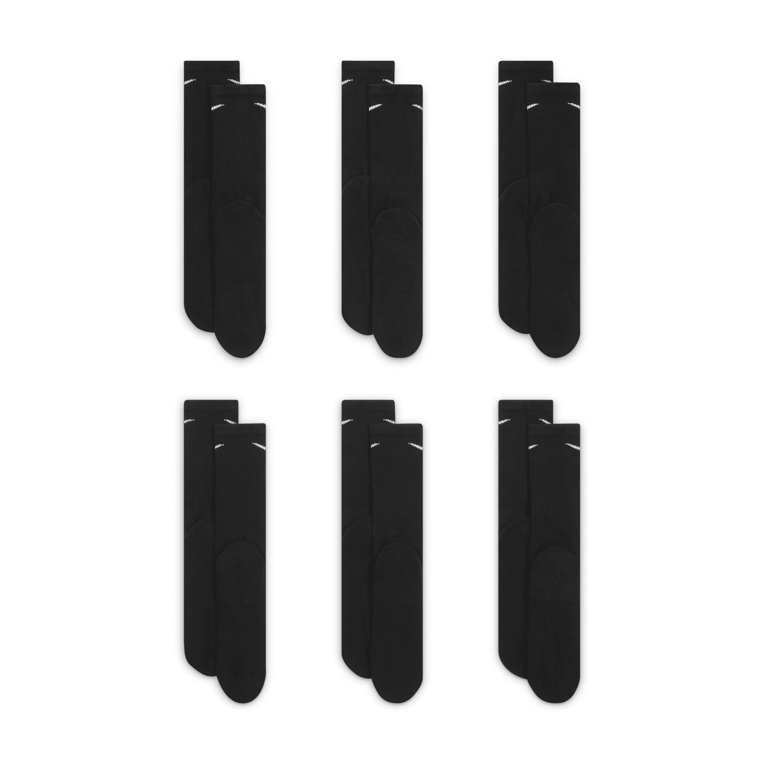 Chaussettes de training mi-mollet Nike Everyday Cushioned (6 paires) - Noir