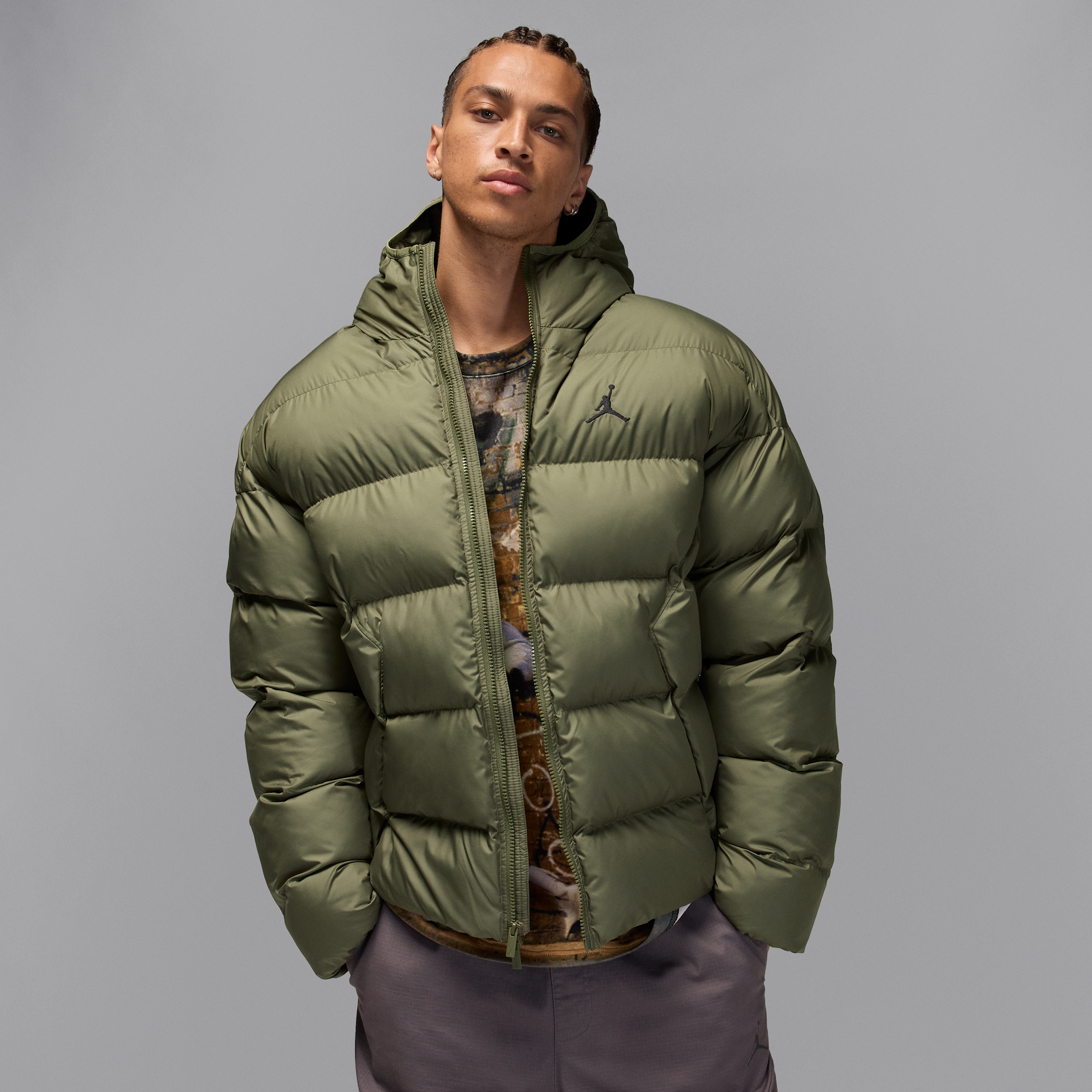 Nike Jordan Brooklyn Mens Therma-FIT Puffer Jacket - Green - Polyester