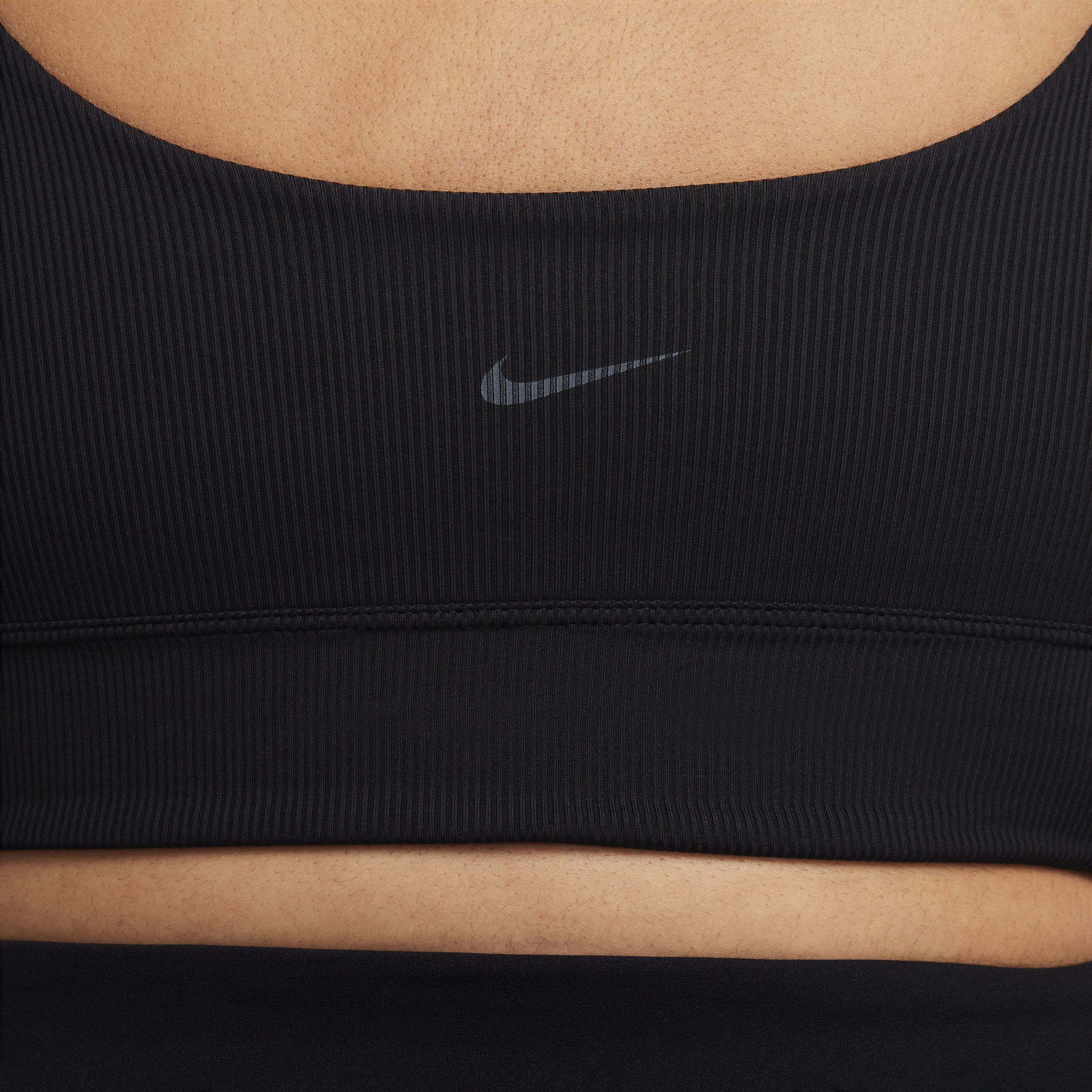 Nike Zenvy Rib lange sport-bh met lichte ondersteuning zonder vulling (Plus Size) Zwart