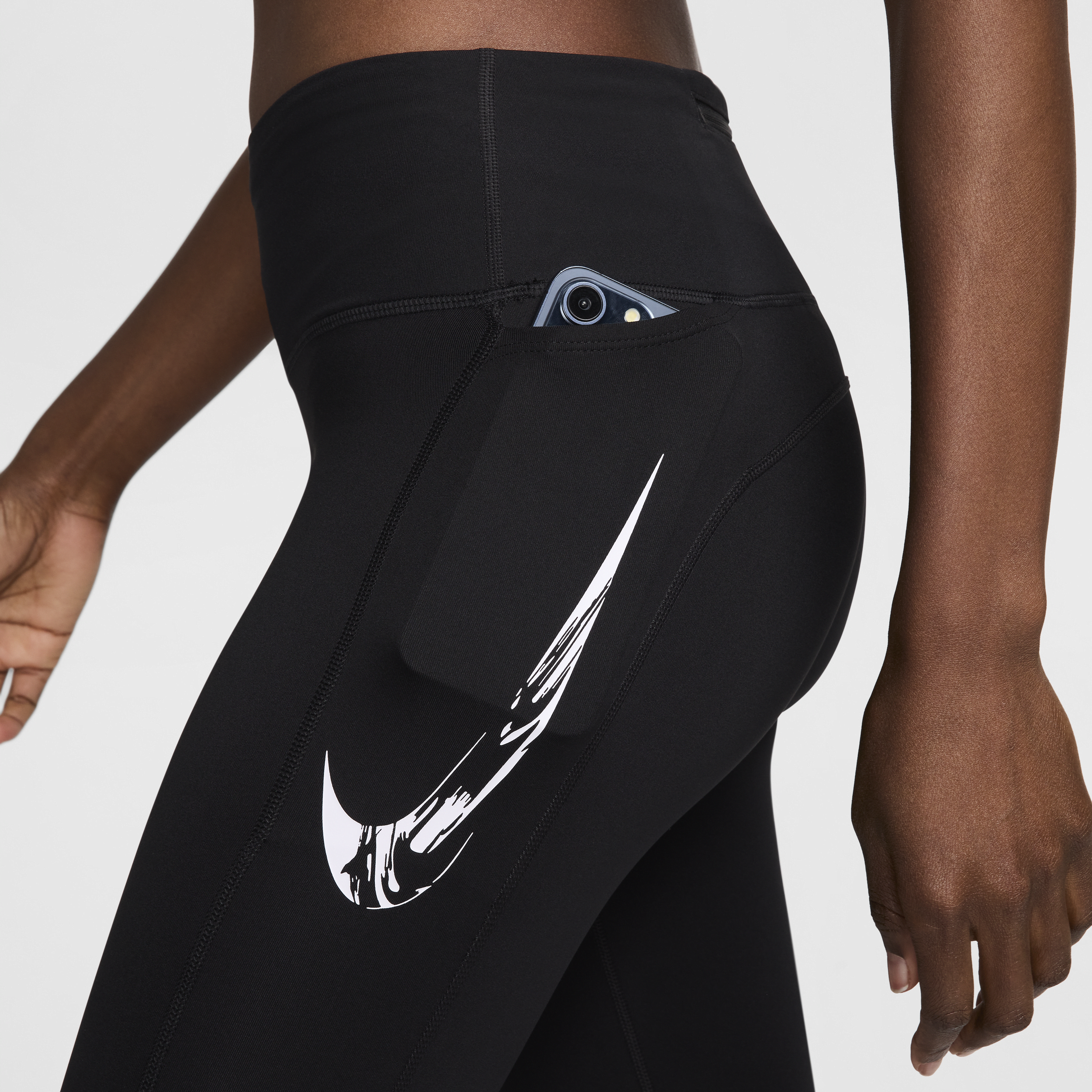 Legging de running 7/8 taille mi-haute avec poches Nike Fast pour femme - Noir