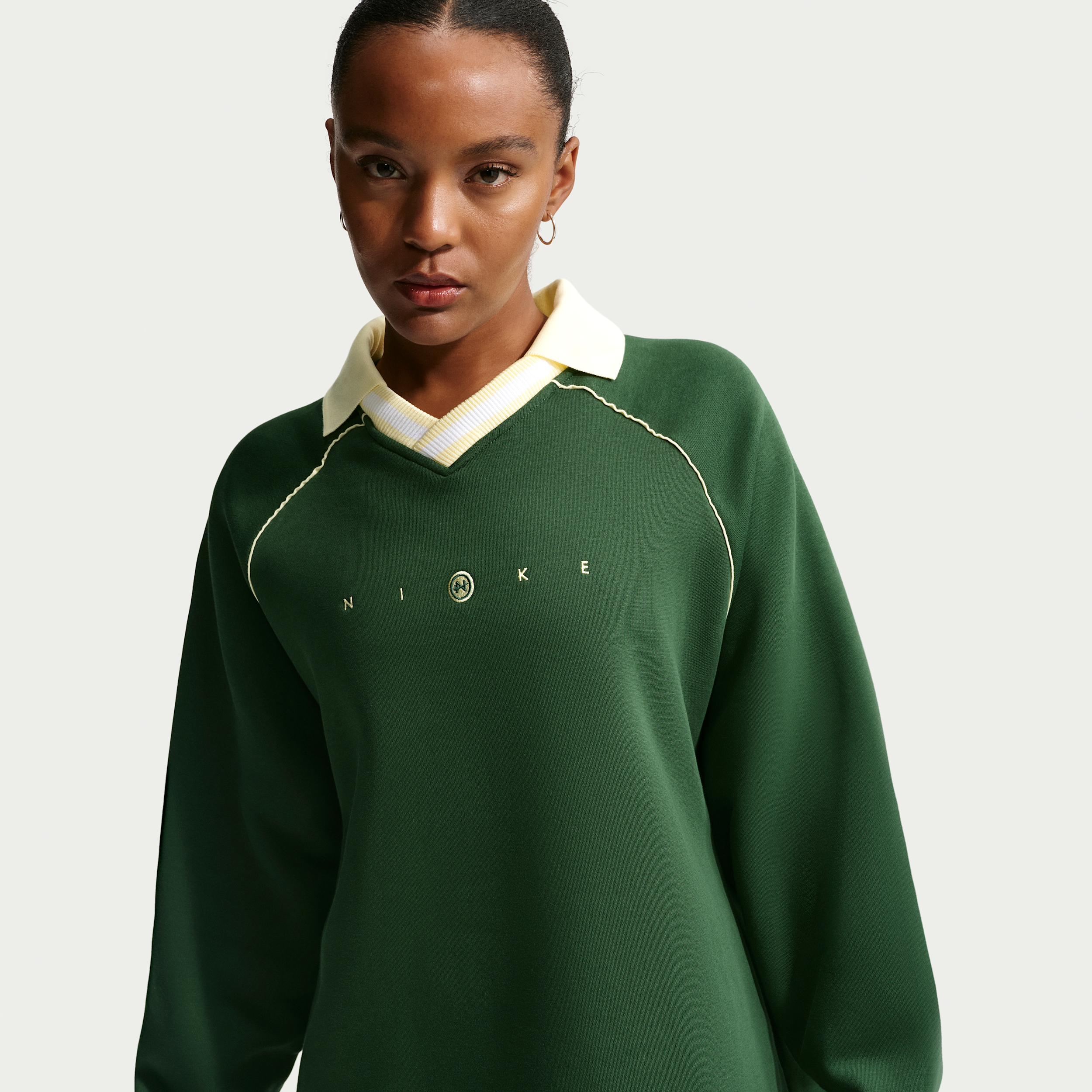 Polo oversize con grafica Nike Phoenix Fleece – Donna - Verde