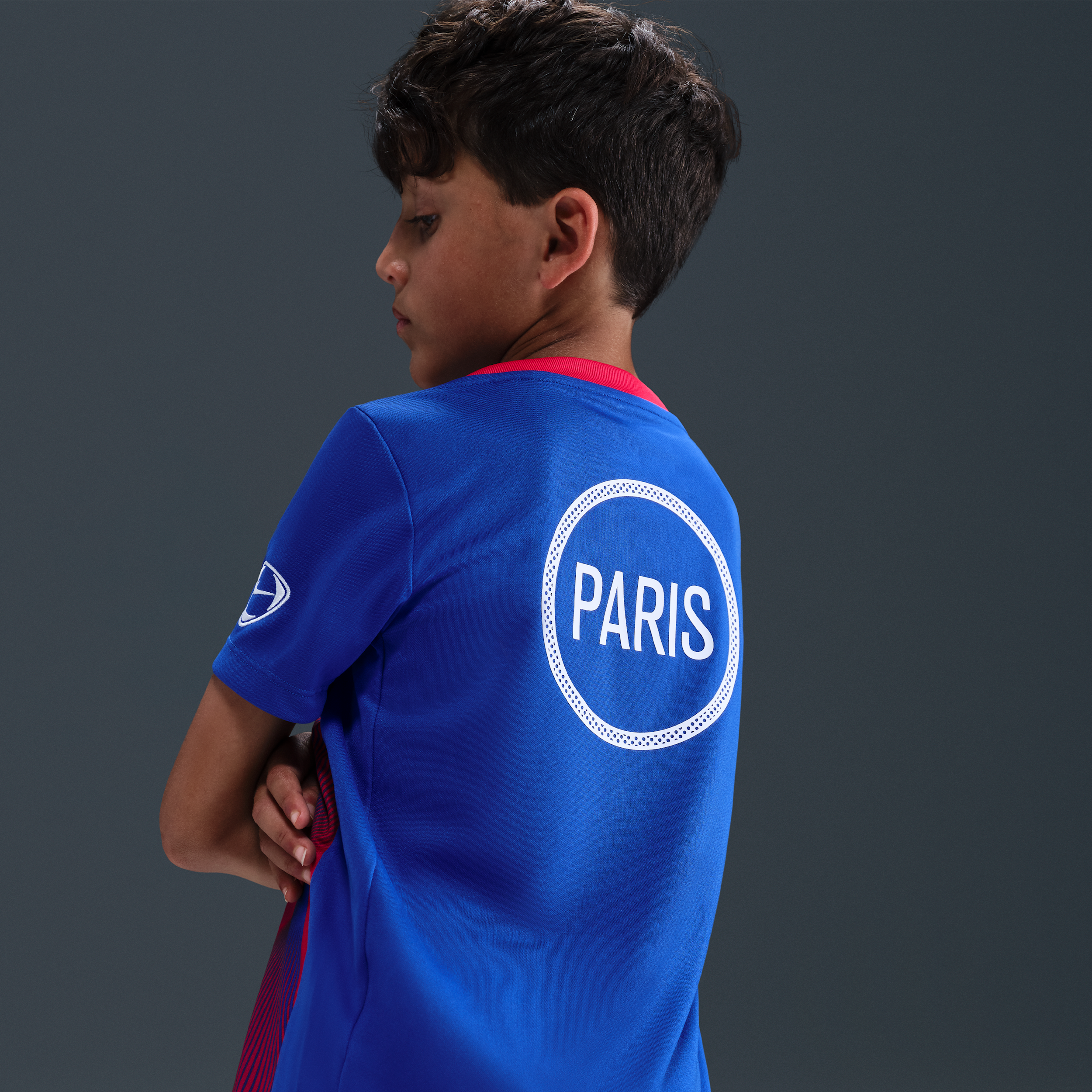 Thumbnail - Paris Saint-Germain Academy Pro Third Nike Dri-FIT Pre-Match-Fußballoberteil (ältere Kinder) - Blau