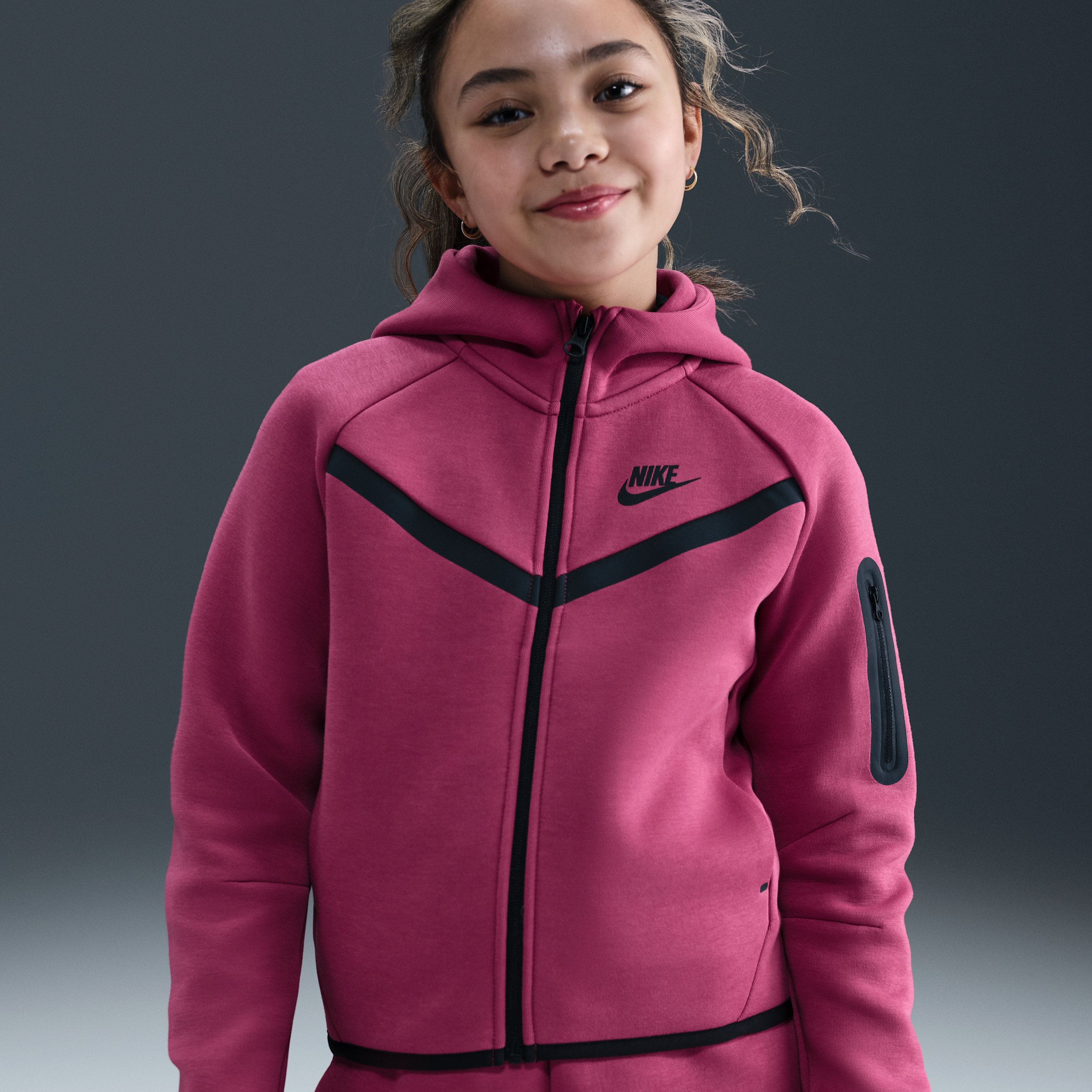 Nike Tech Fleece Girls' Full-Zip Hoodie - Purple - Fleece