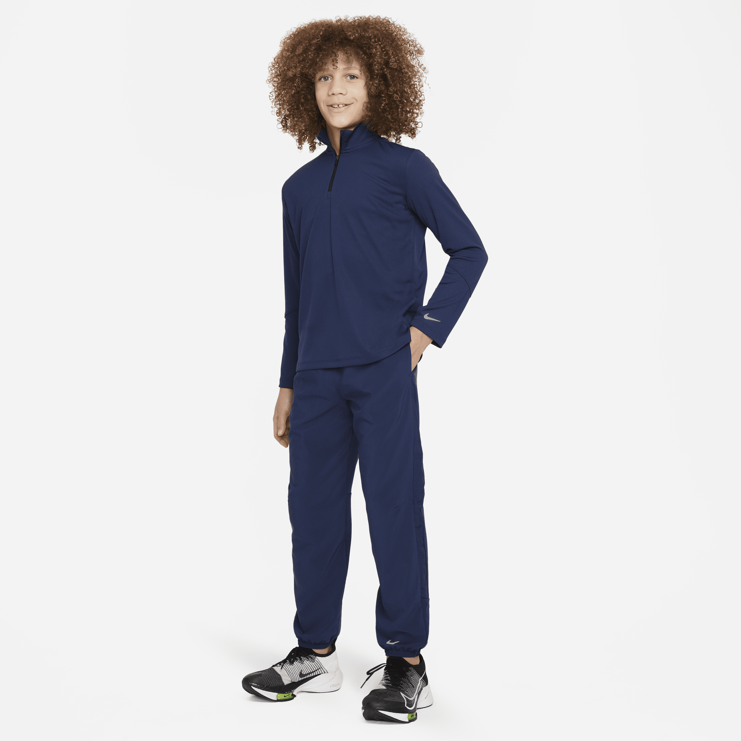 Nike Multi Dri-FIT UV jongenstop met halflange rits en lange mouwen Blauw
