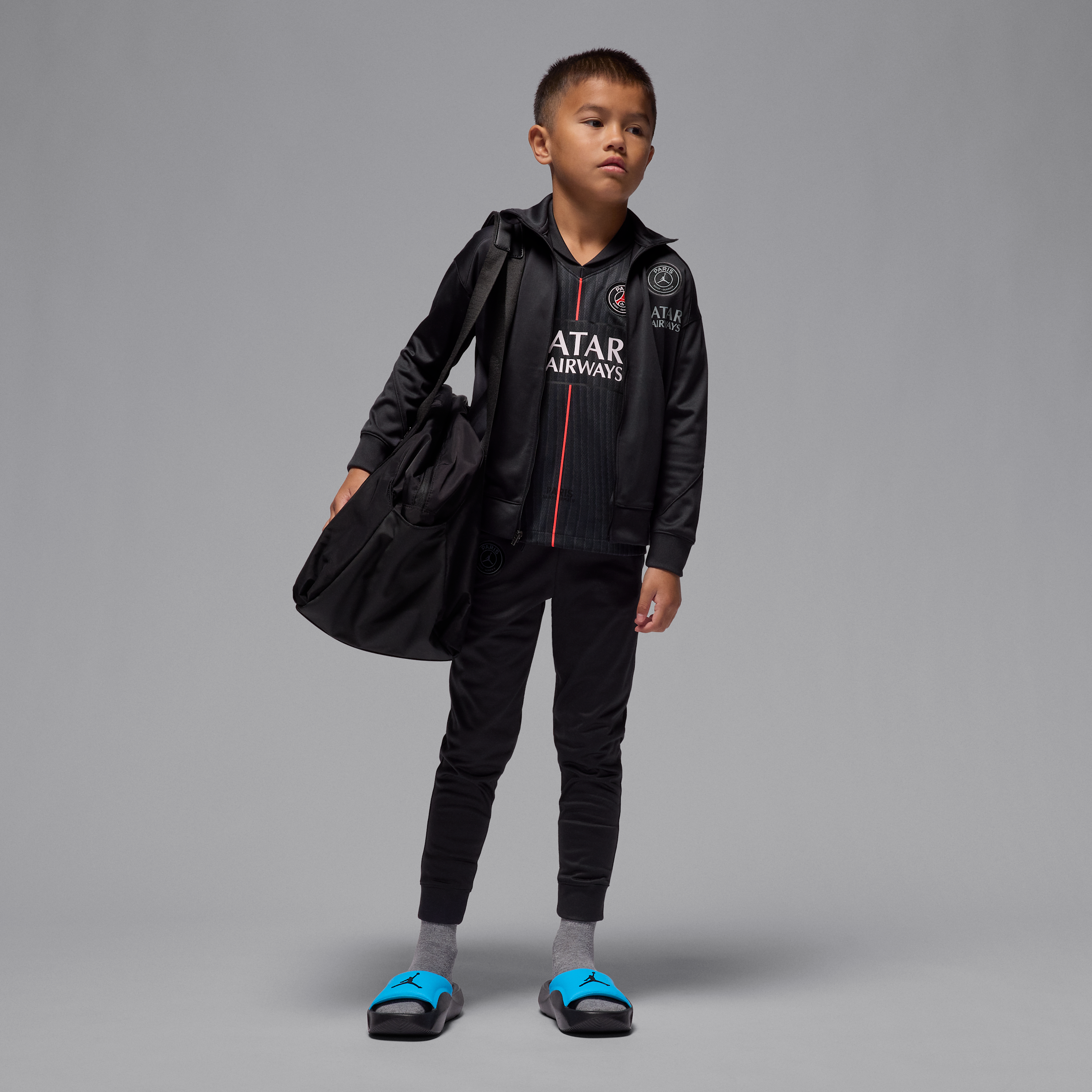 Tuta da calcio in maglia Jordan Dri-FIT Paris Saint-Germain Strike per bambino/a – Quarta - Nero