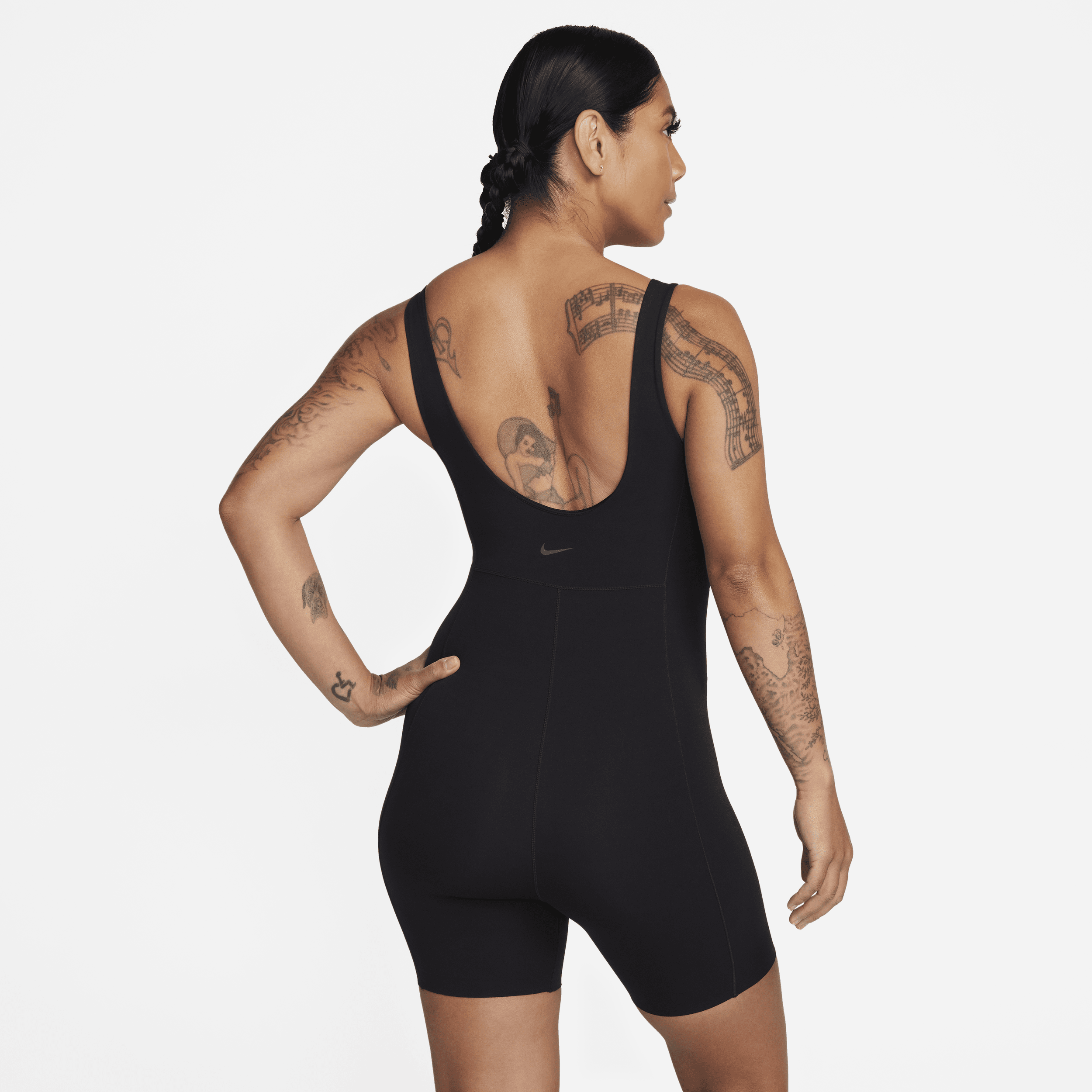 Nike Zenvy Dri-FIT korte bodysuit voor dames Zwart