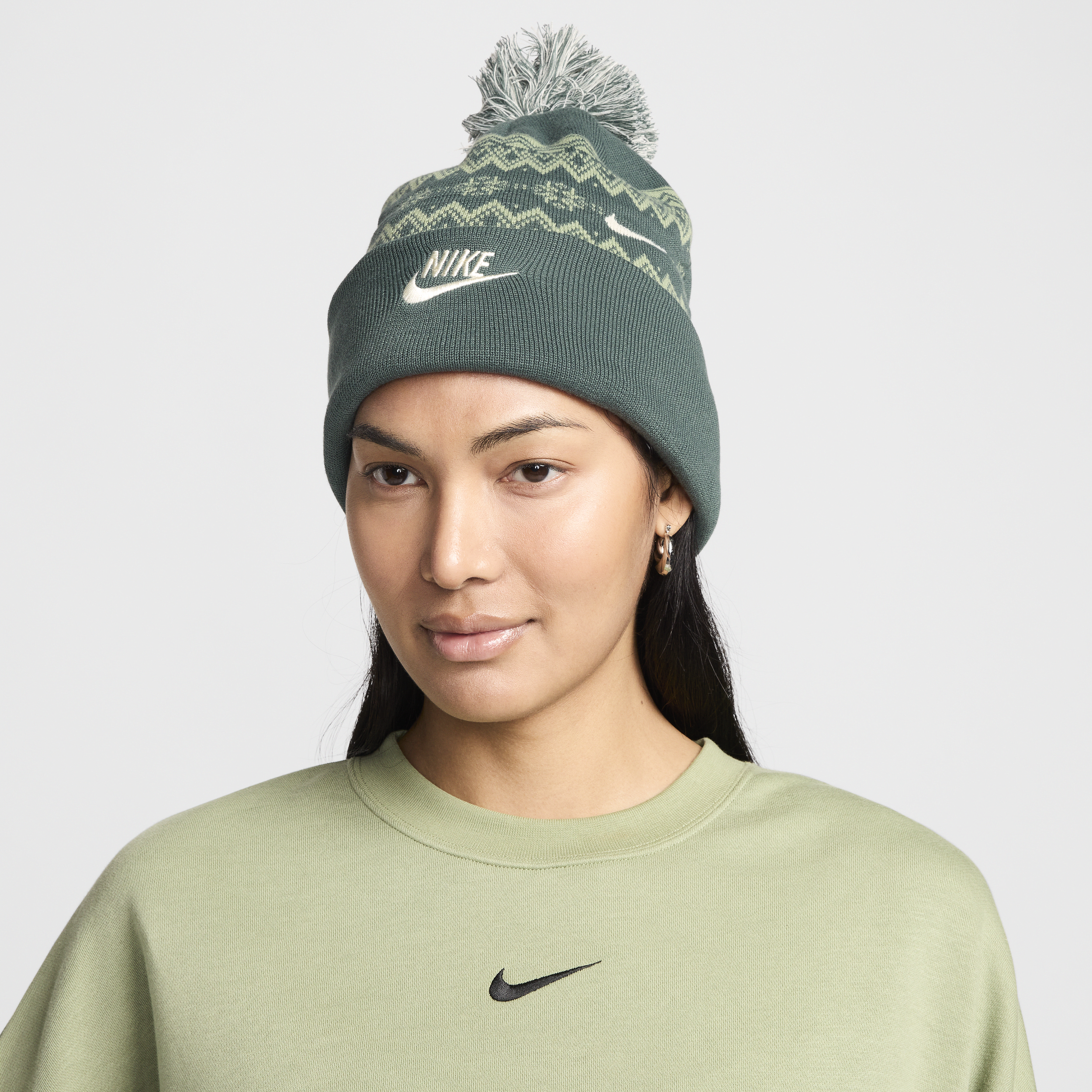 Bonnet Fair Isle Nike Peak - Vert