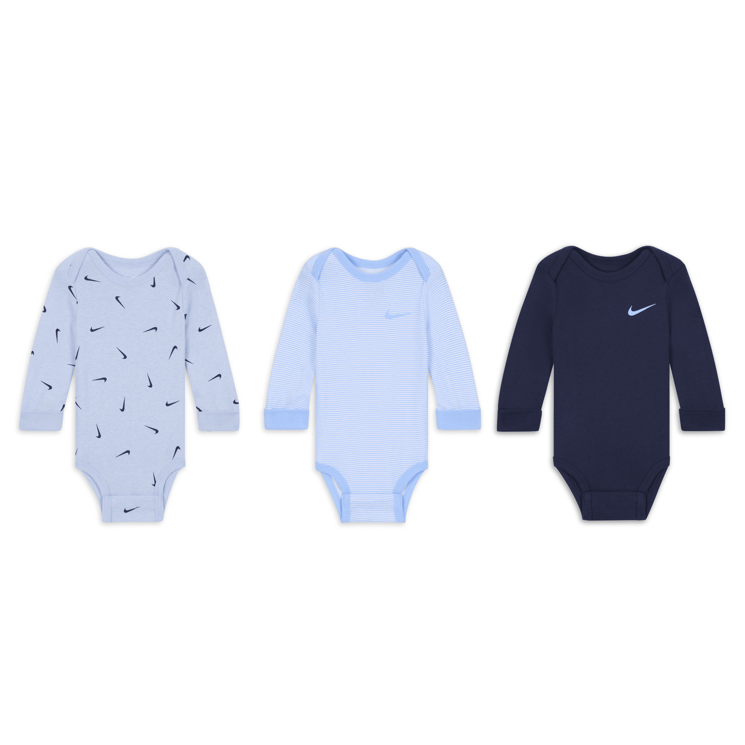 Nike Baby Essentials rompertjes met lange mouwen voor baby's (3 stuks) Blauw