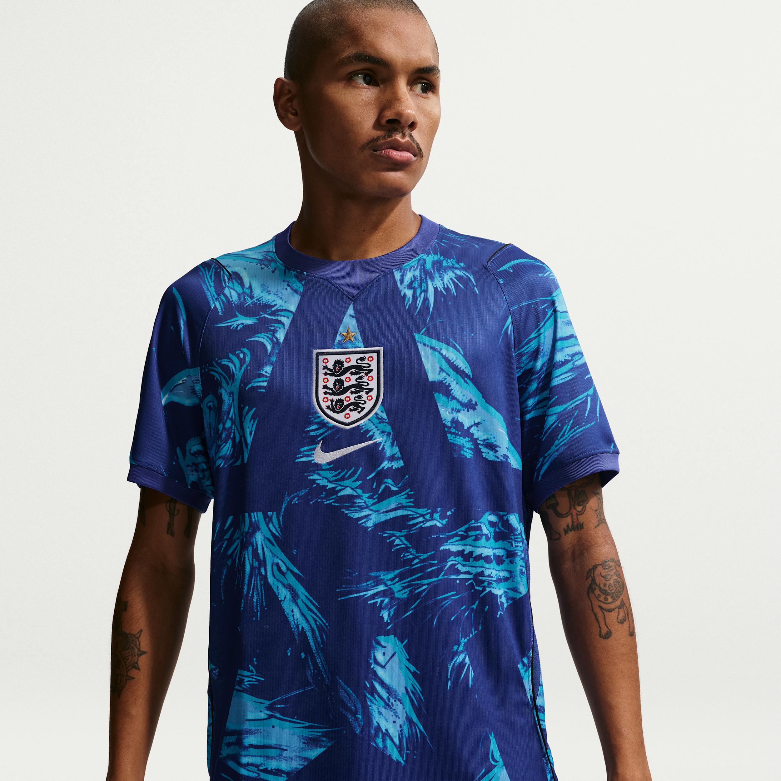 England 2026 Stadium Goalkeeper Nike Dri-FIT Replica-fodboldtrøje med korte ærmer til mænd - blå