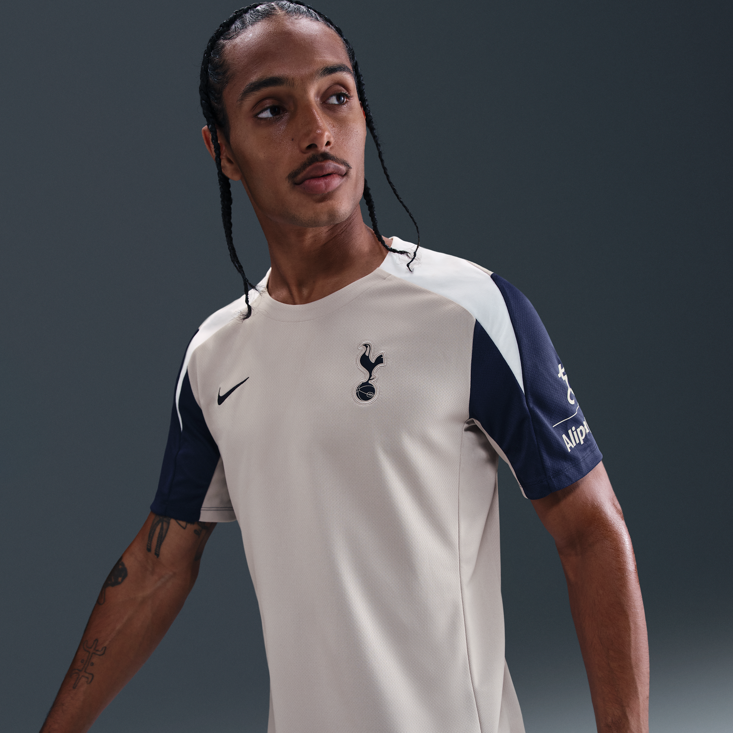 Kortærmet Tottenham Hotspur Strike Nike Dri-FIT-fodboldtrøje til mænd - grå