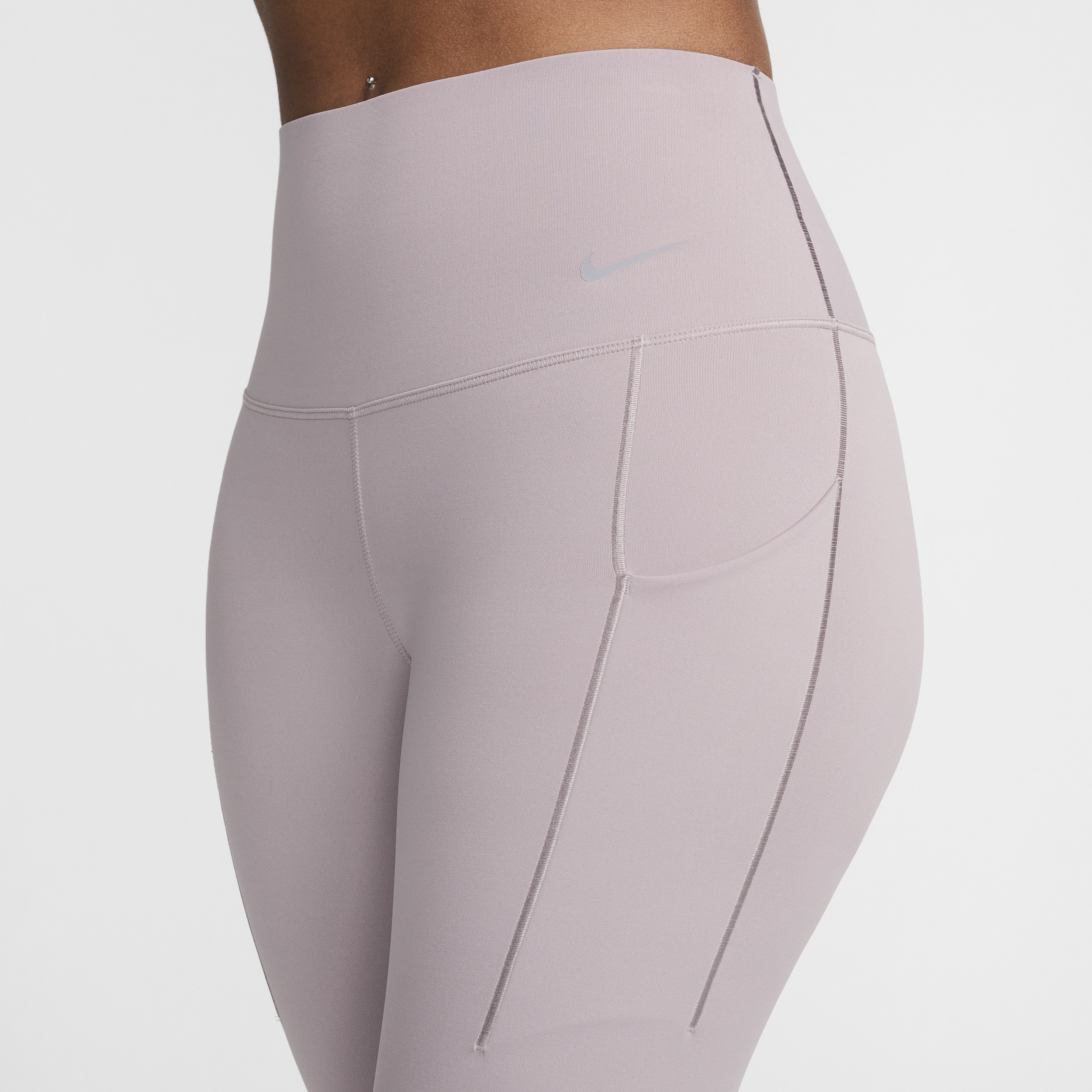 Legging long taille haute à maintien normal avec poches Nike Universa pour femme - Gris