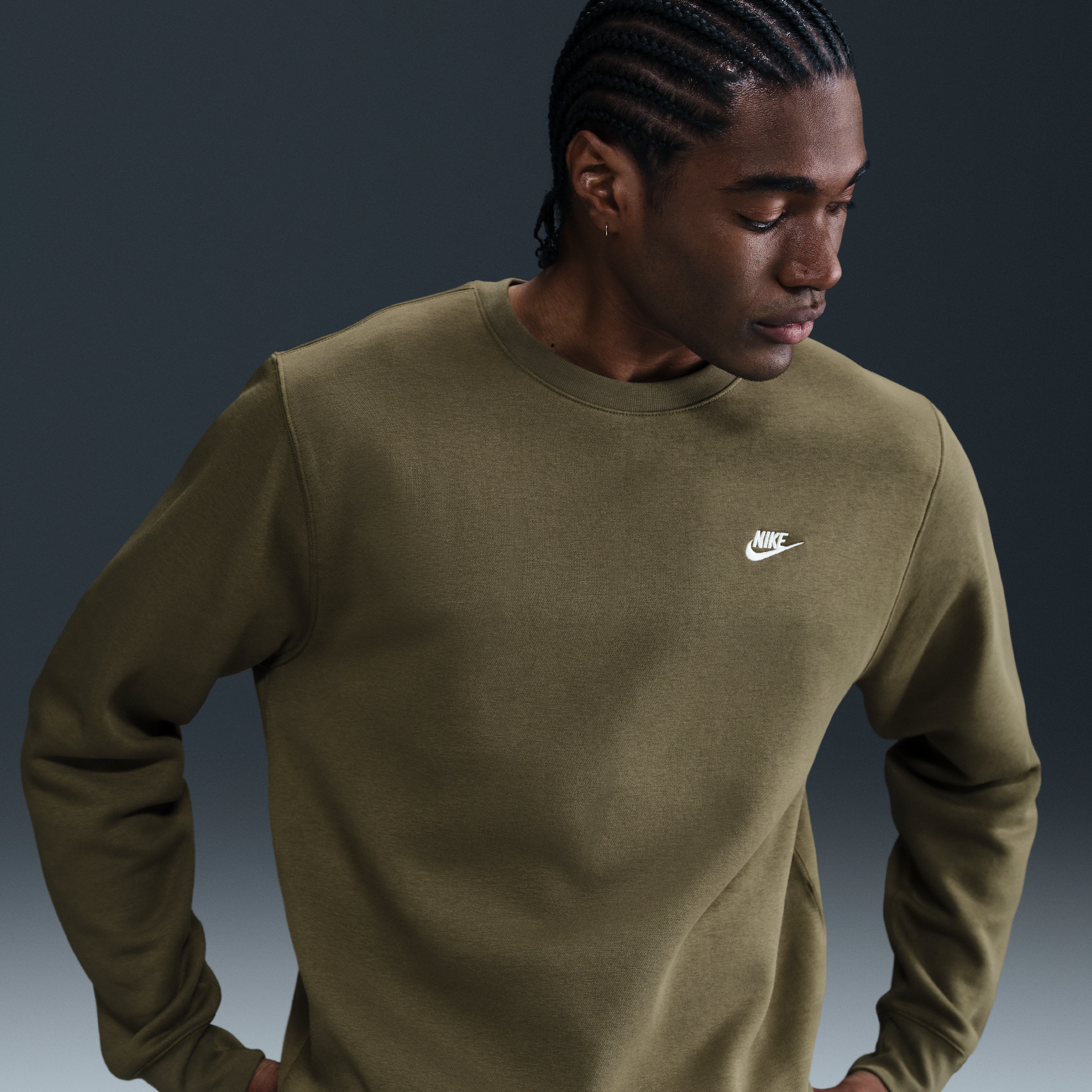 Nike Club Men's Fleece Crew - Green - Fleece > Club Fleece