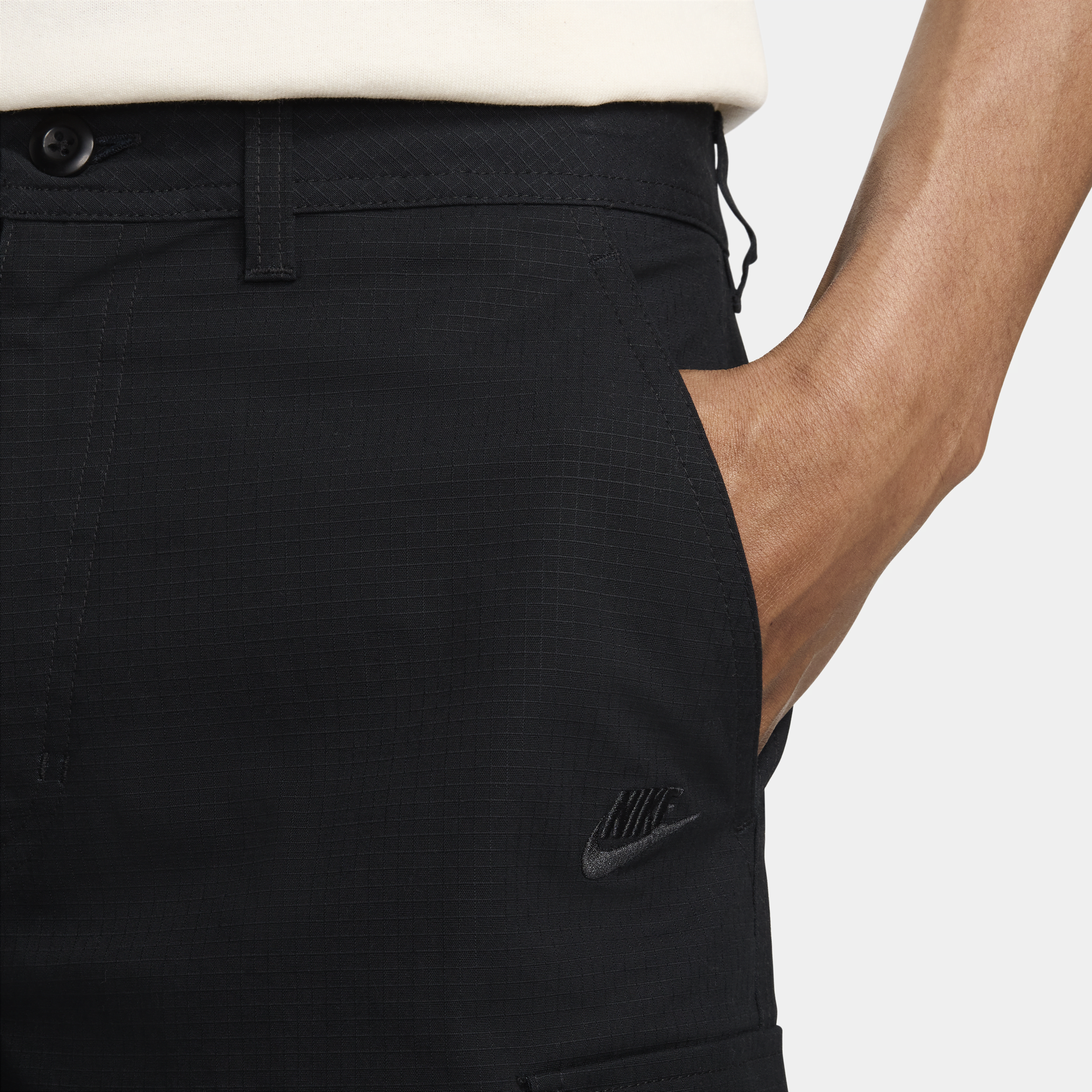 Nike Club geweven cargoshorts voor heren Zwart