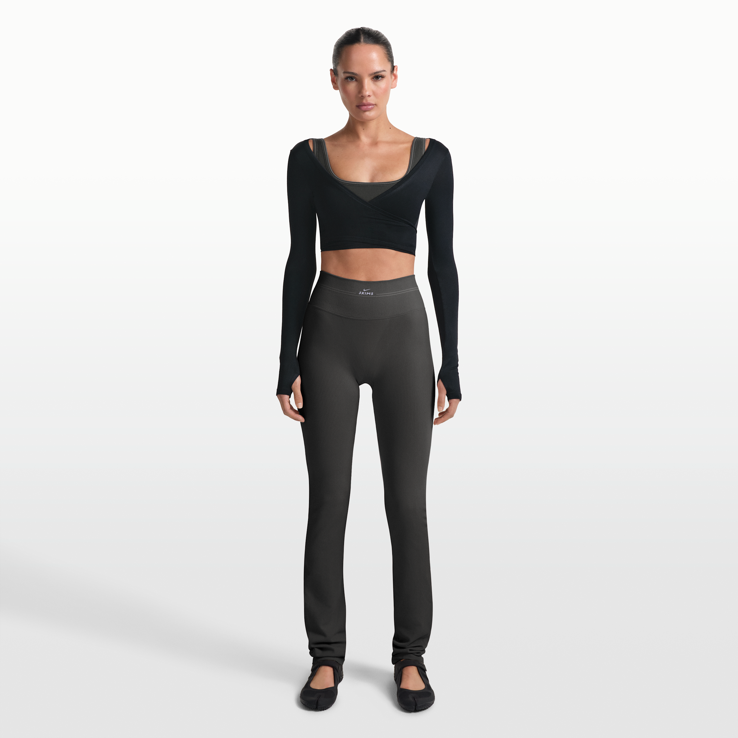 Leggings a gamba dritta NikeSKIMS Rib Seamless 86 cm – Donna - Nero