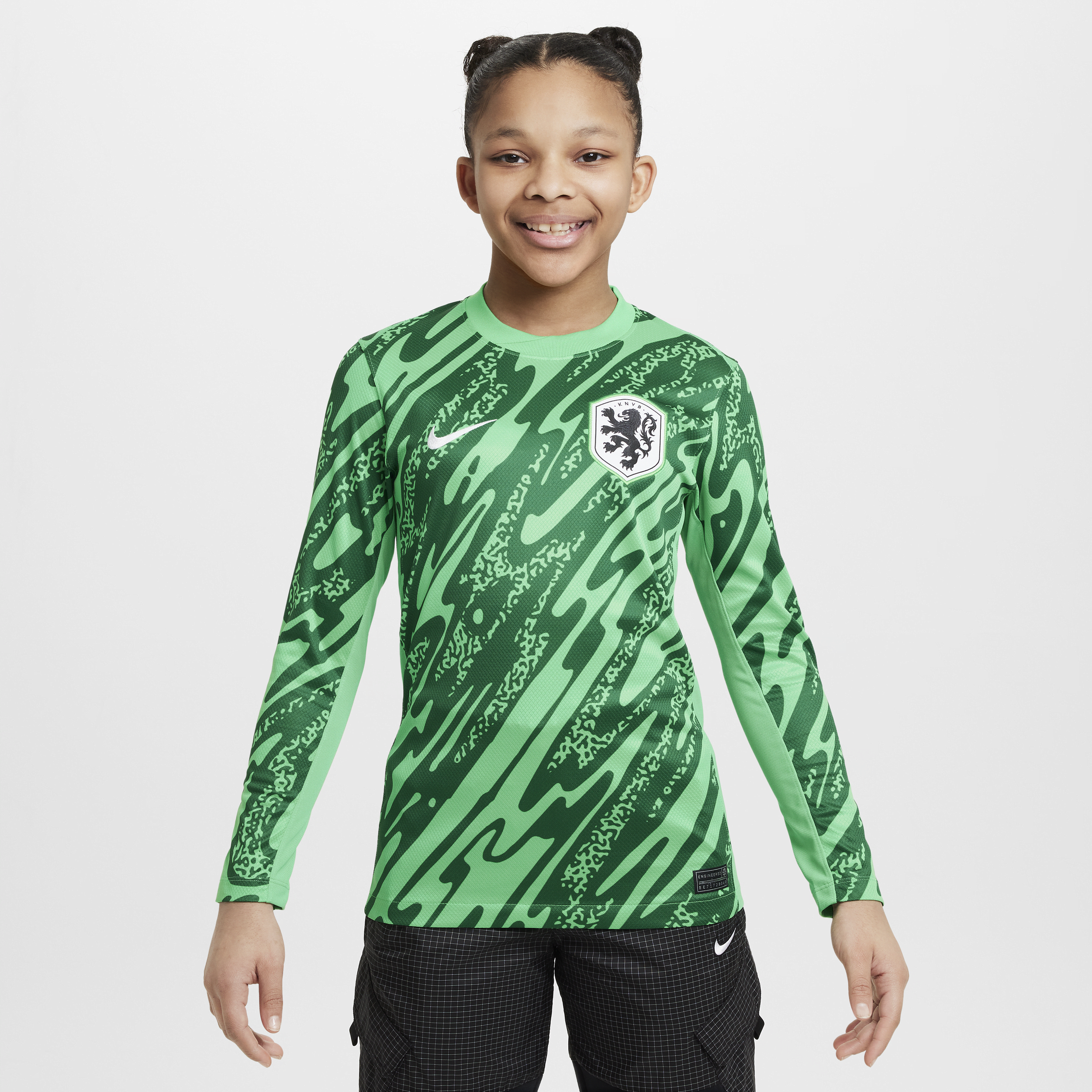 Nike Nederland (herenelftal) 2024 25 Stadium Goalkeeper Dri-FIT replica voetbalshirt voor kids Groen