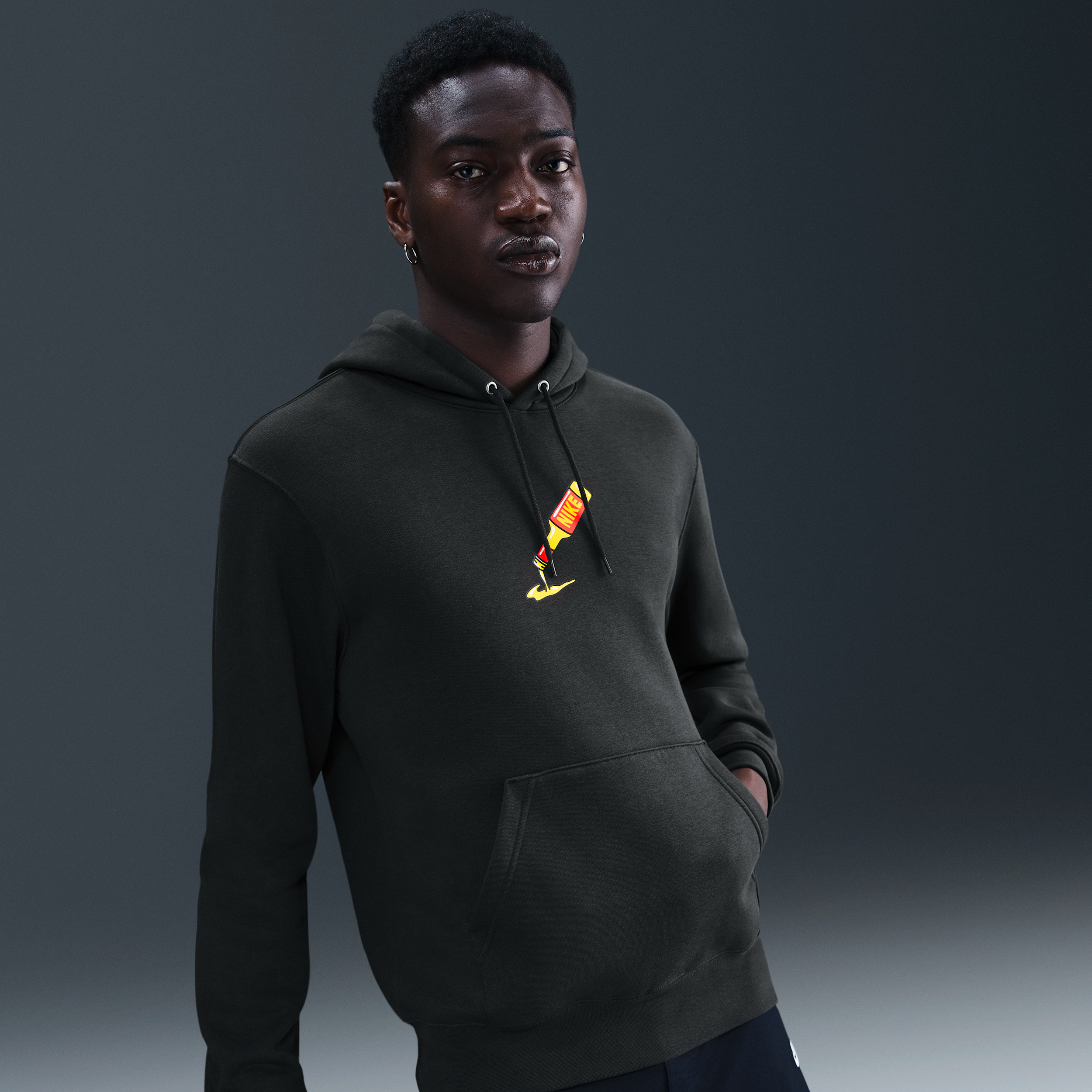 Thumbnail - Nike Club Sole Food Fleece-Hoodie - Schwarz