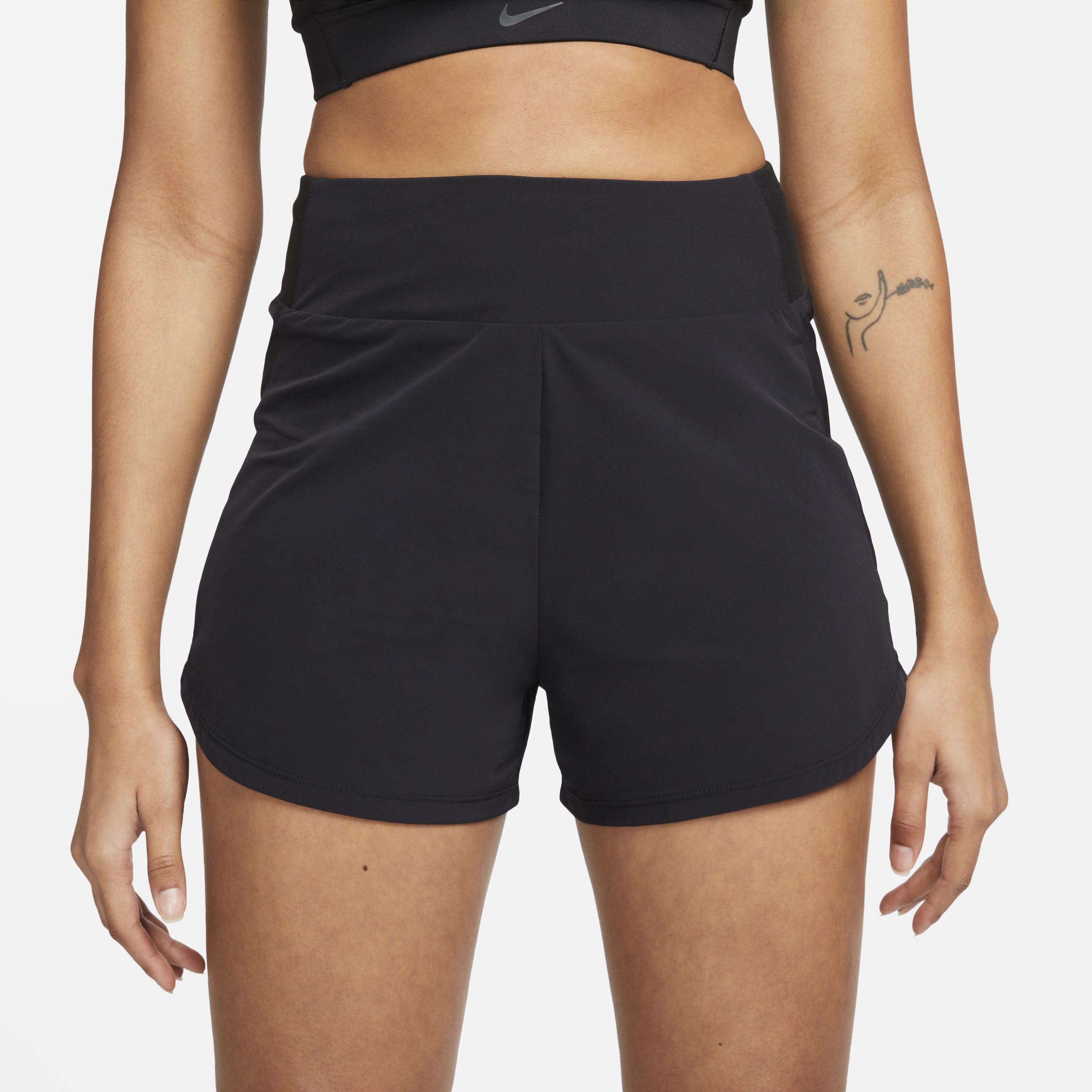 Short de fitness Dri-FIT taille haute 8 cm avec sous-short intégré Nike Bliss pour femme - Noir