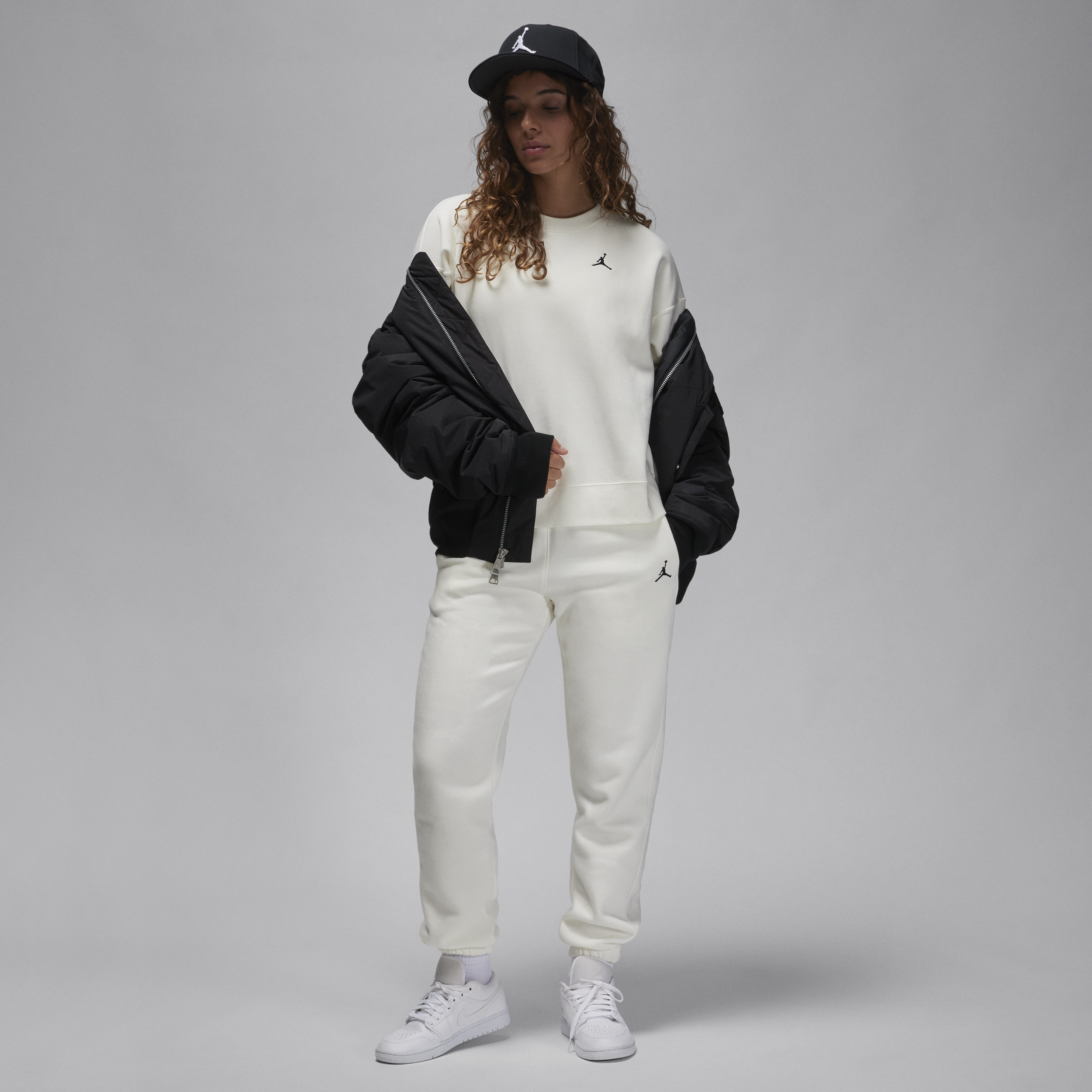 Jordan Brooklyn Fleece sweatshirt met ronde hals voor dames Wit