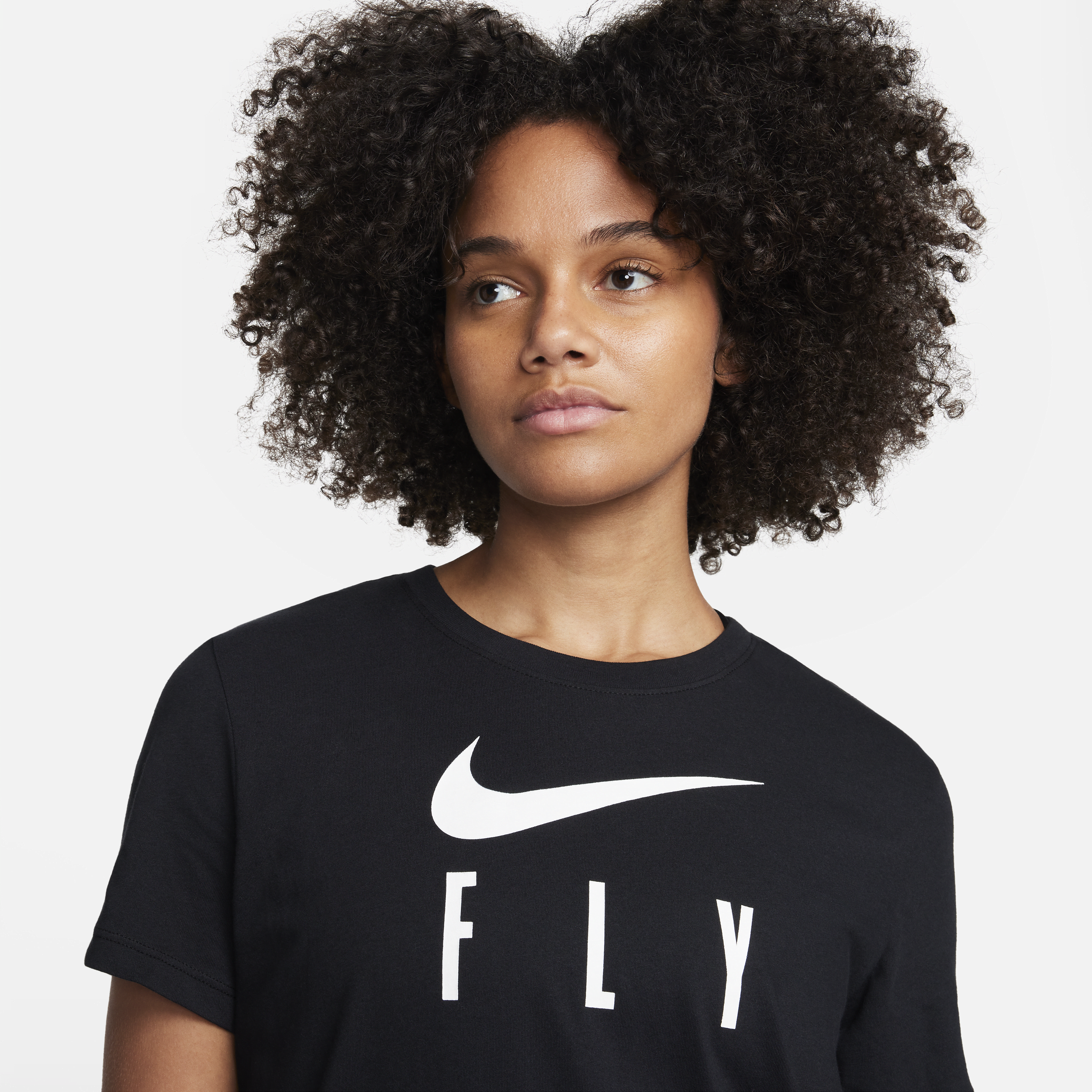 Nike Swoosh Fly Dri-FIT T-shirt met graphic voor dames Zwart