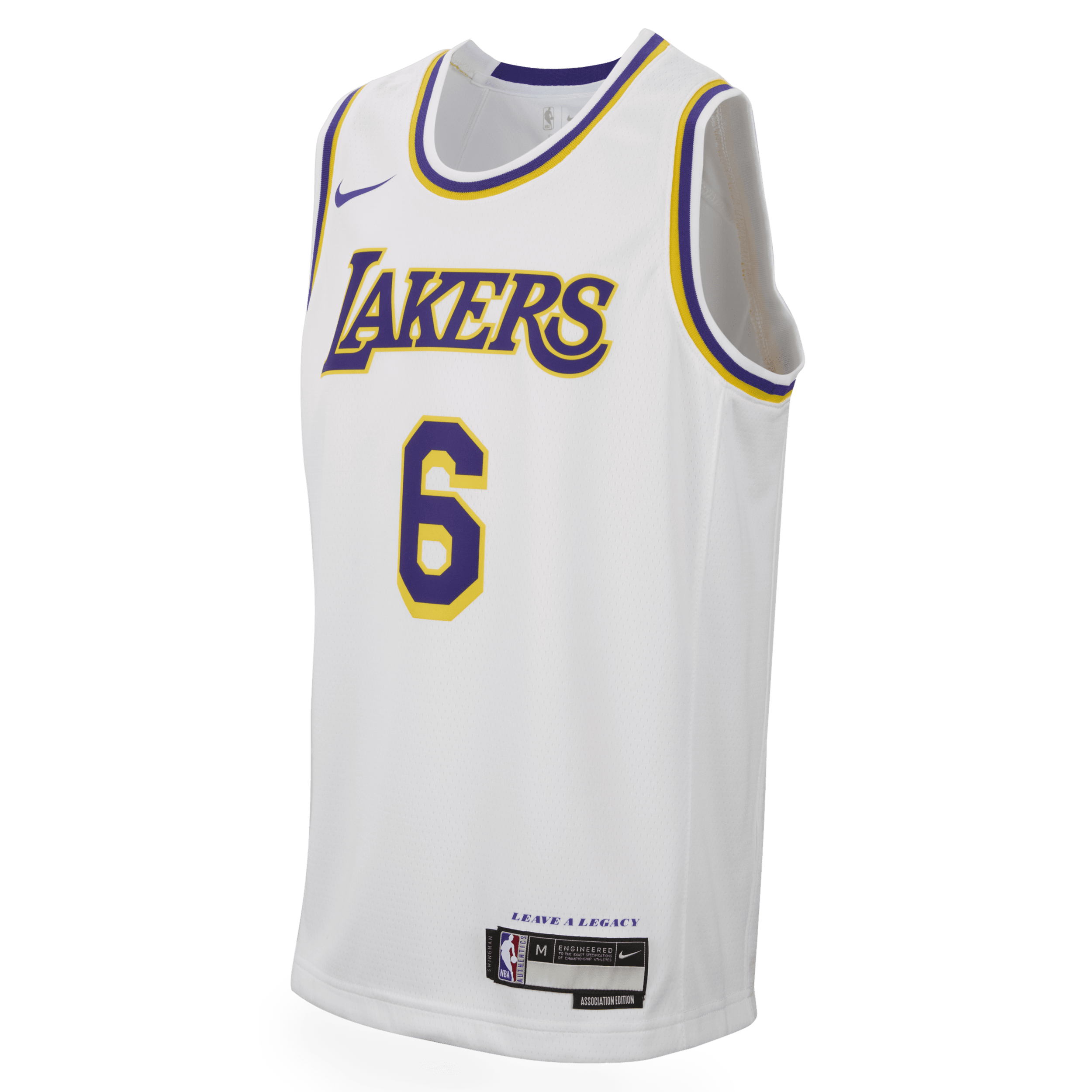 Nike Lebron James Los Angeles Lakers Association Edition 2022 23 Swingman NBA-jersey met Dri-FIT voor kids Wit