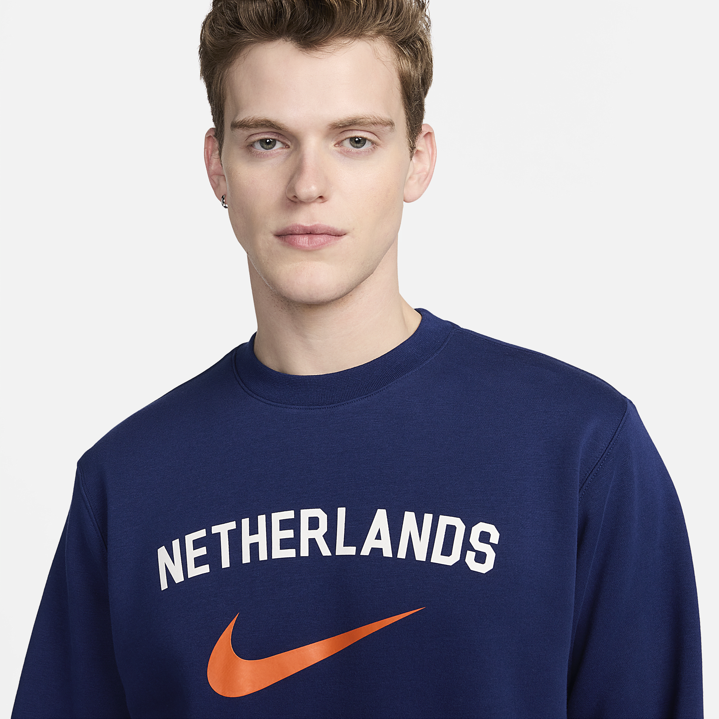 Nike Nederland Club Fleece voetbalsweatshirt met ronde hals voor heren Blauw