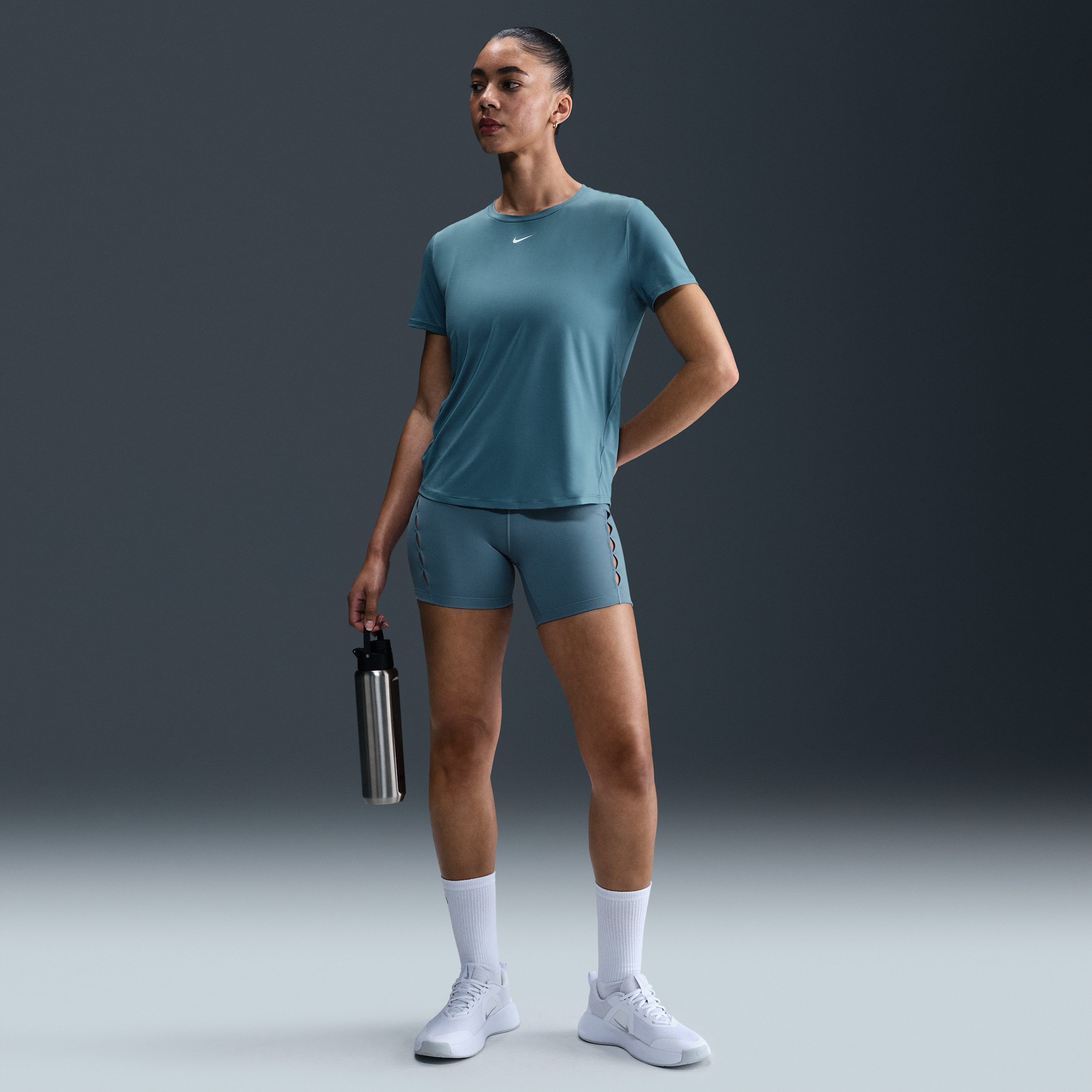 Haut à manches courtes Dri-FIT Nike One Classic pour femme - Bleu