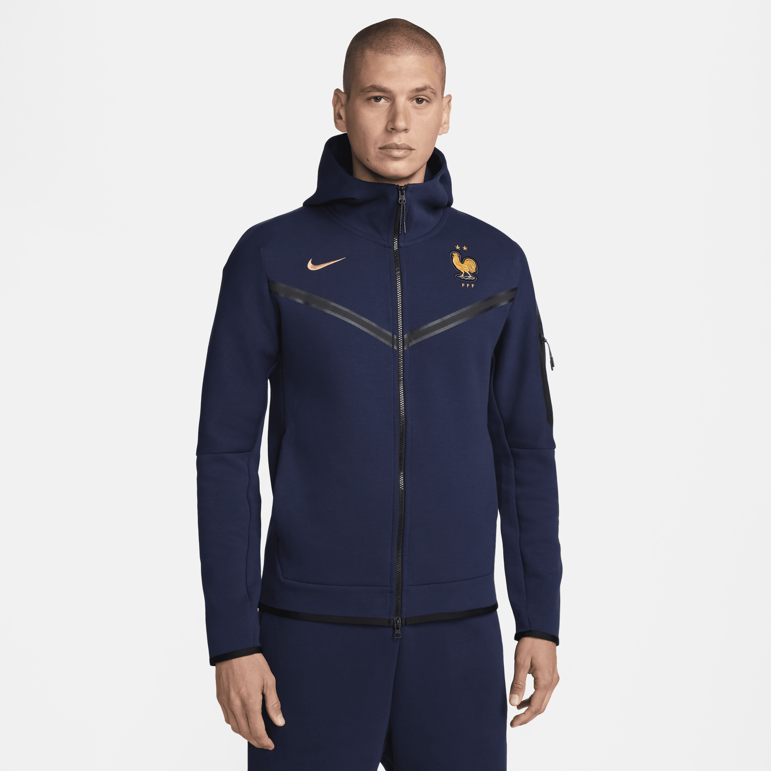 Sweat à capuche et zip Nike Football FFF Tech Fleece Windrunner pour homme - Bleu