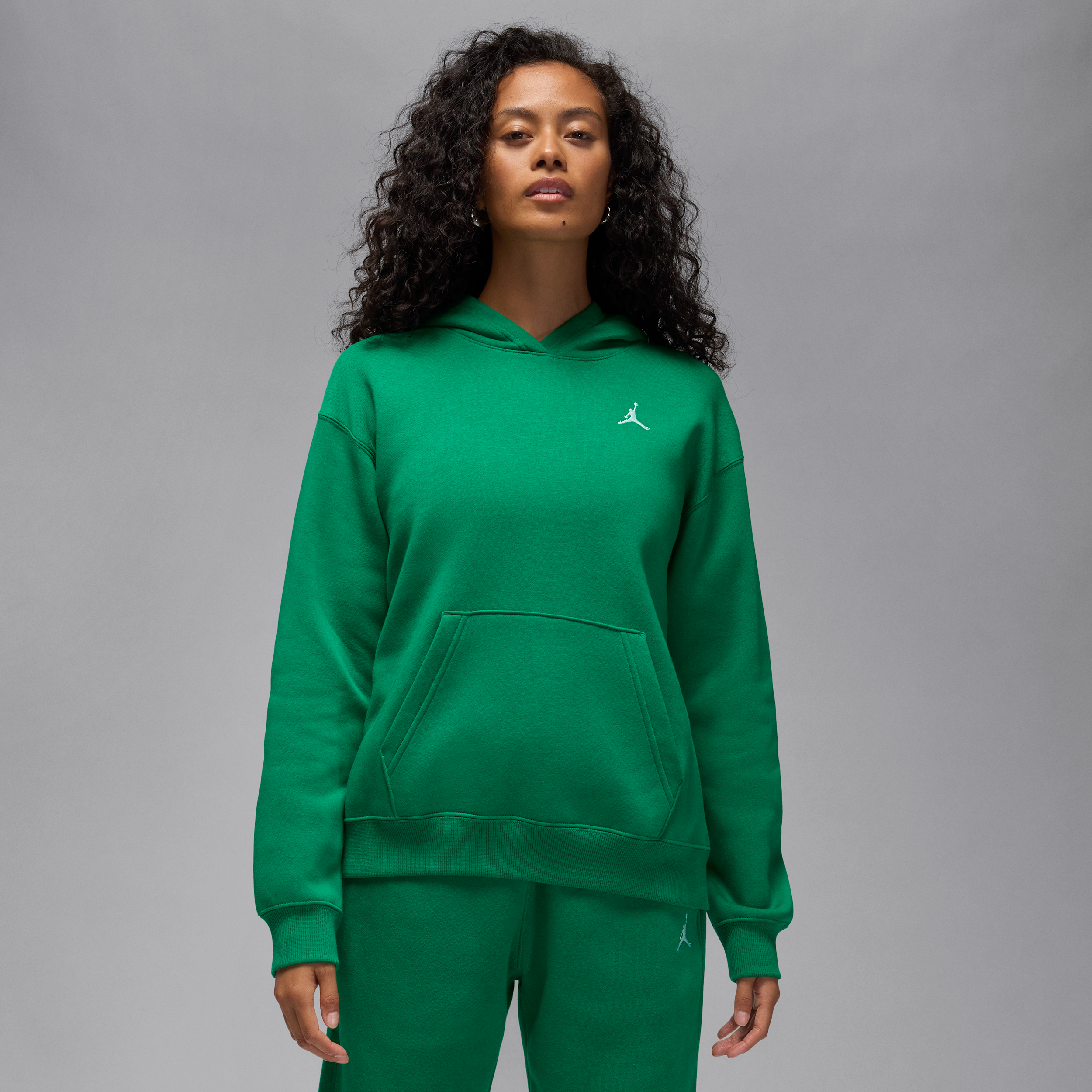 Nike Jordan Brooklyn Fleece Womens Pullover Hoodie - Green - Cotton/Polyester