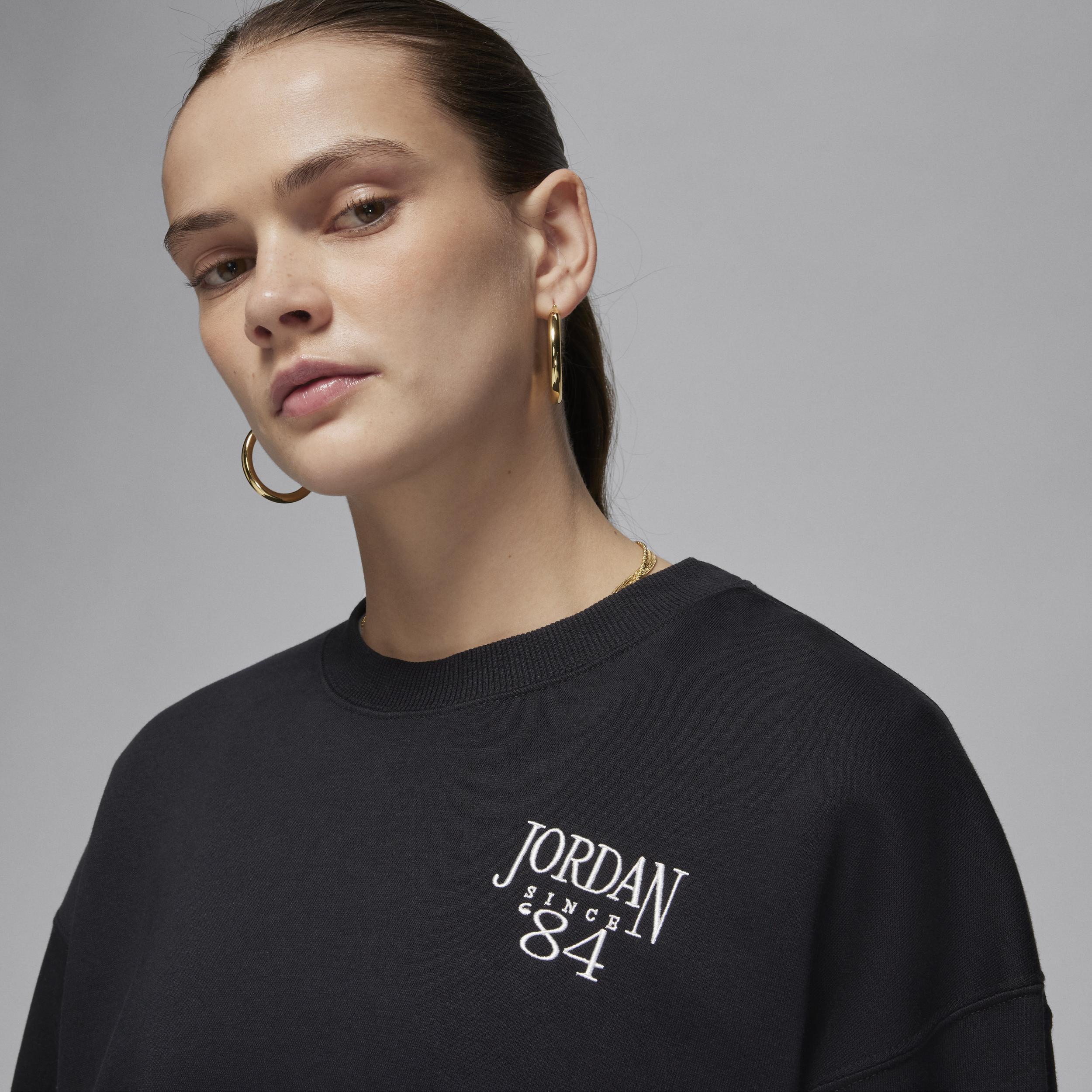 Jordan Brooklyn Fleece sweatshirt met ronde hals voor dames Zwart