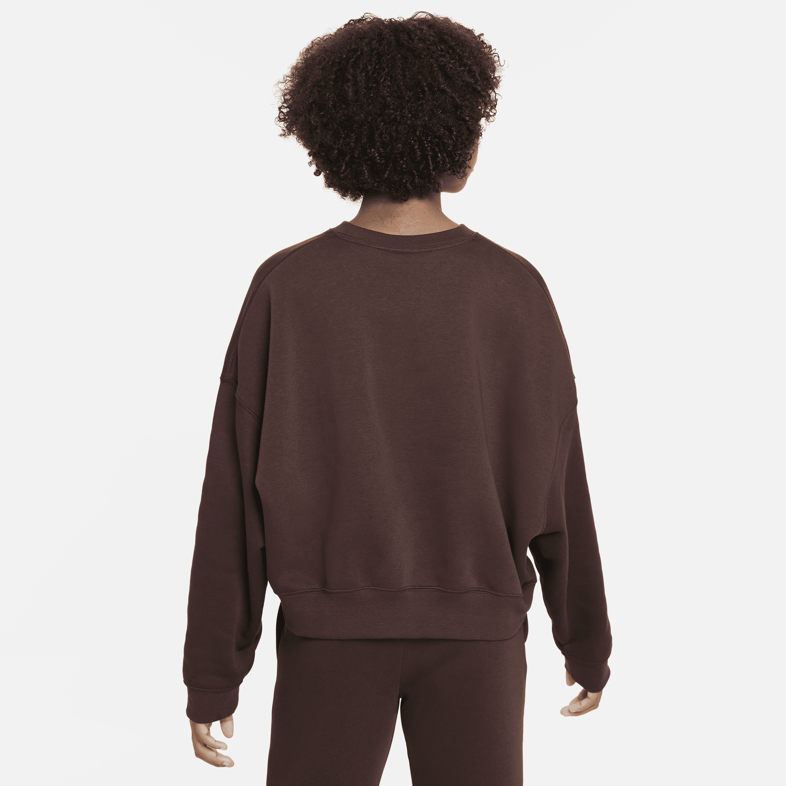Nike Sportswear oversized sweatshirt van fleece met ronde hals voor meisjes Bruin