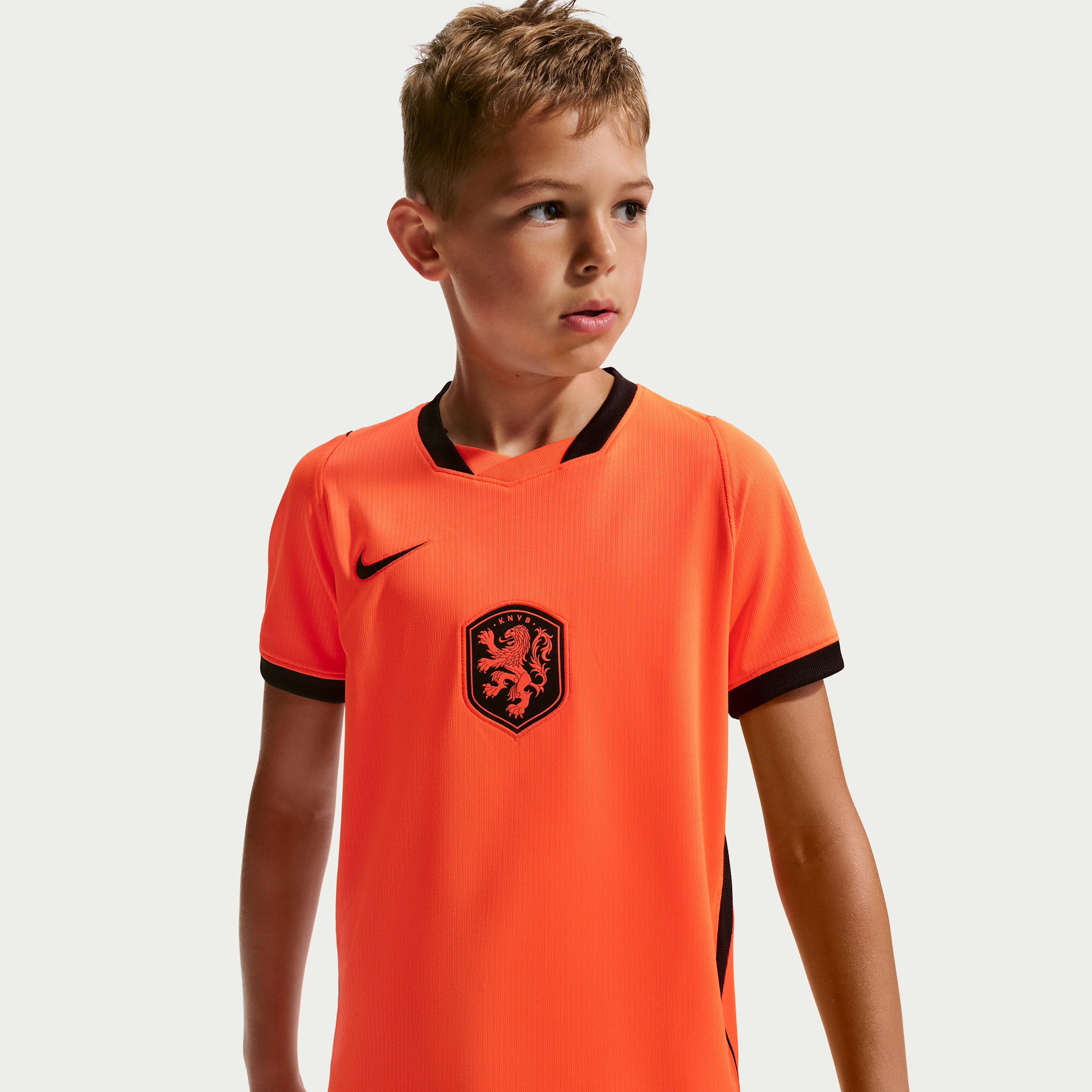 Holland National Team 2026 Stadium Home Nike Dri-FIT-fodboldtrøje til større børn - Orange
