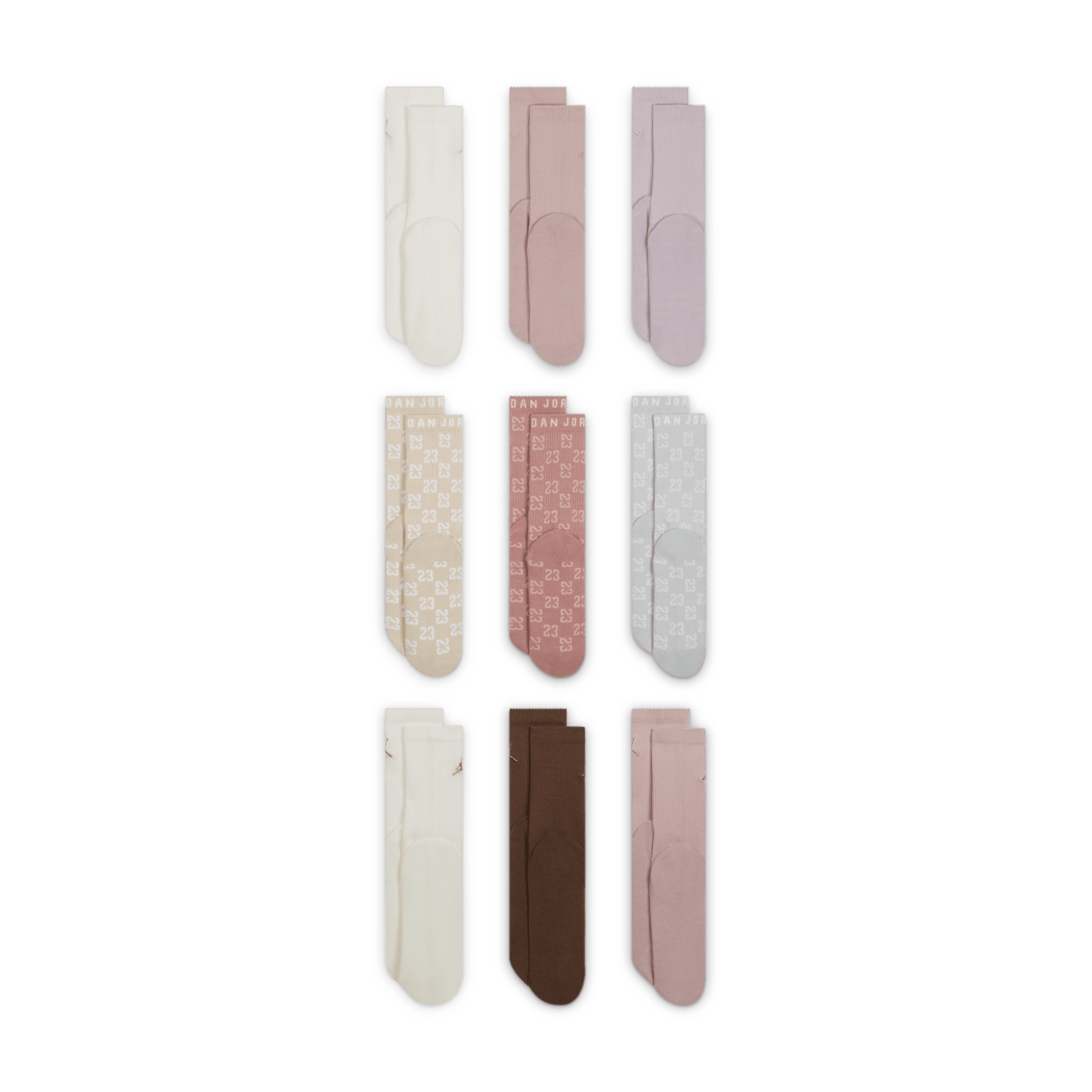 Thumbnail - Jordan Feiertage-Crew-Socken-Geschenkbox für ältere Kinder (9 Paar) - Weiß