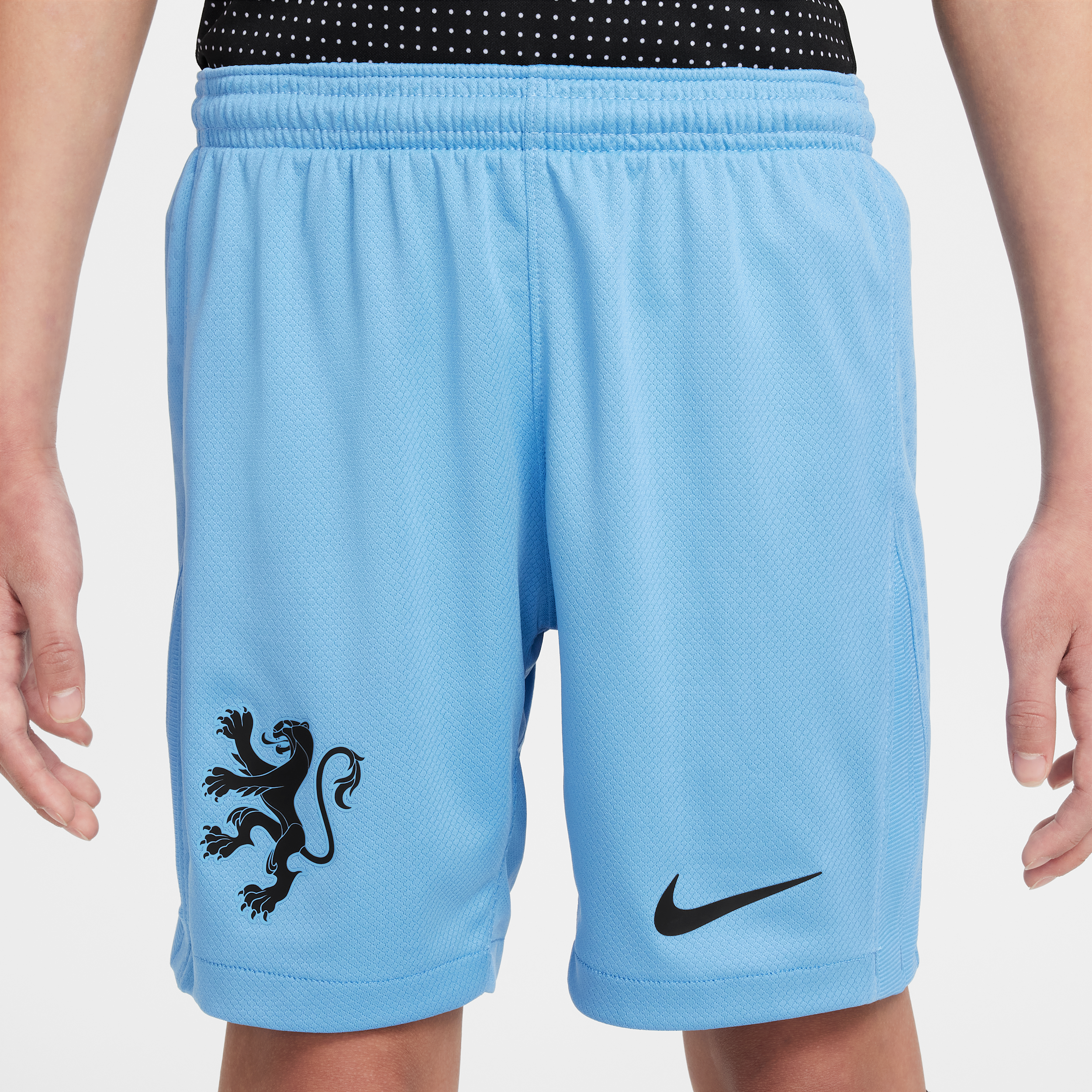 Thumbnail - Niederlande 2025/26 Stadium Away Nike Replika-Fußballshorts mit Dri-FIT-Technologie (ältere Kinder) - Blau