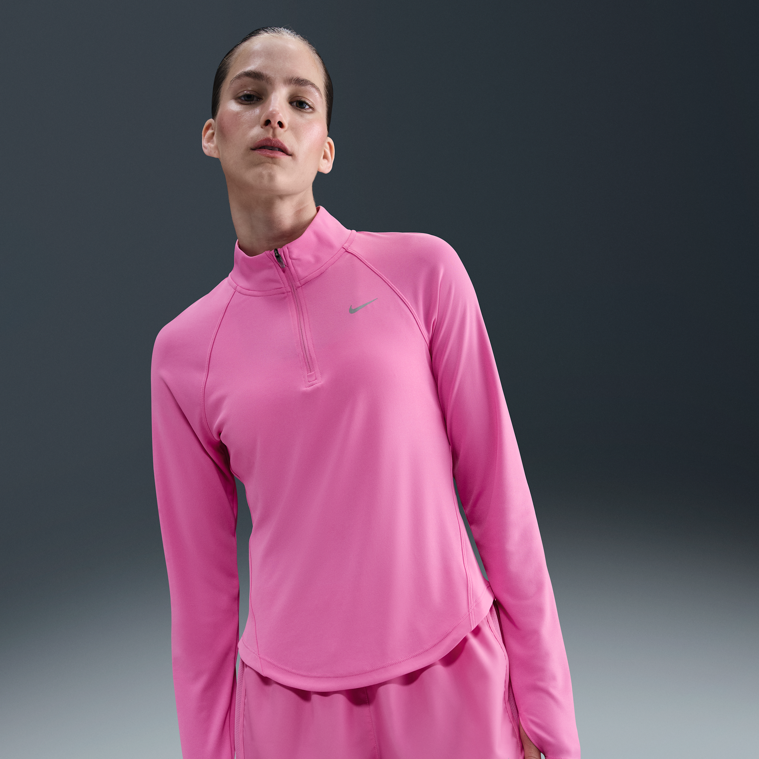 Thumbnail - Nike Tempo Swoosh Run Dri-FIT Lauf-Tanktop mit Viertelreißverschluss (Damen) - Pink